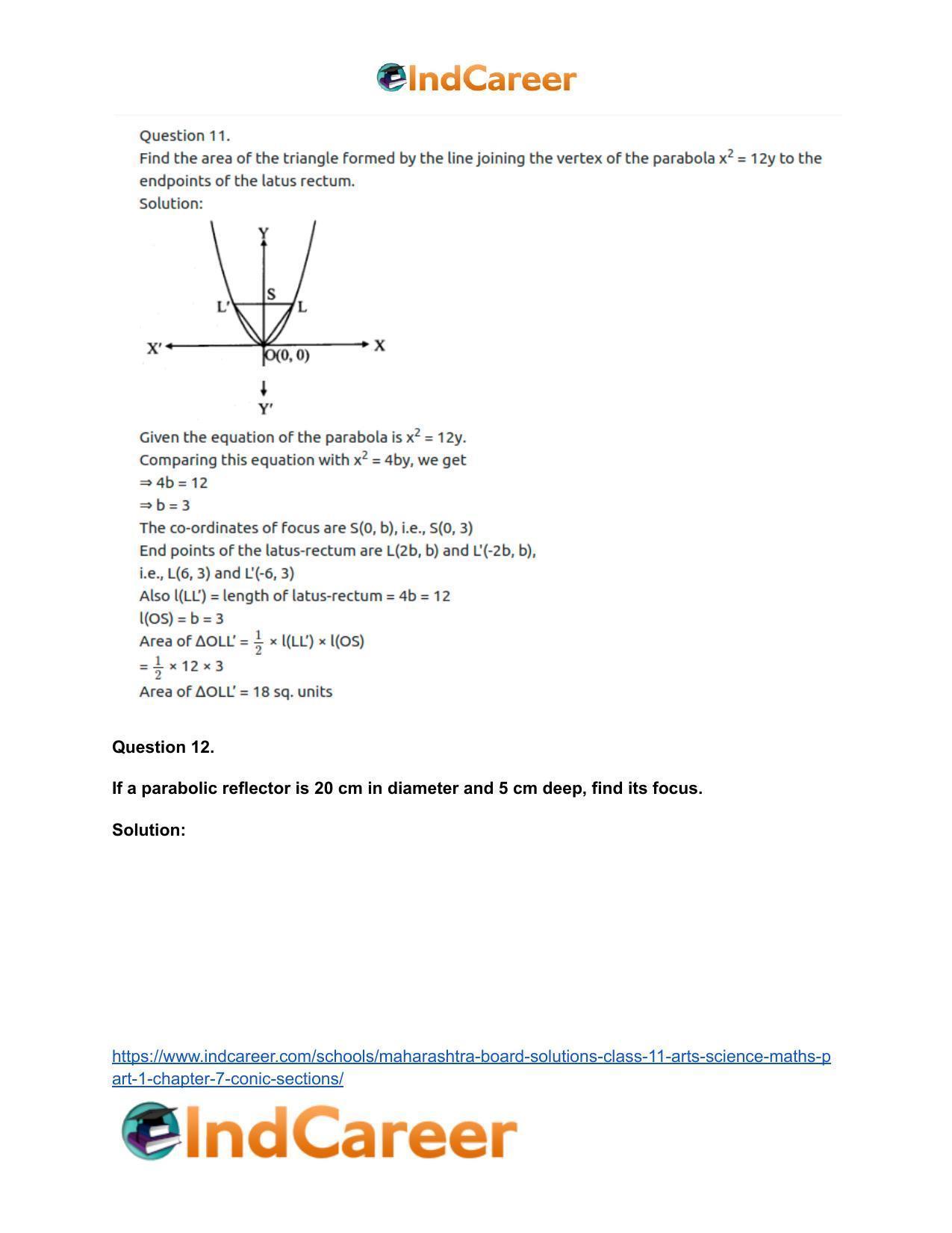 Maharashtra Board Solutions Class 11-Arts & Science Maths (Part 1): Chapter 7- Conic Sections - Page 14