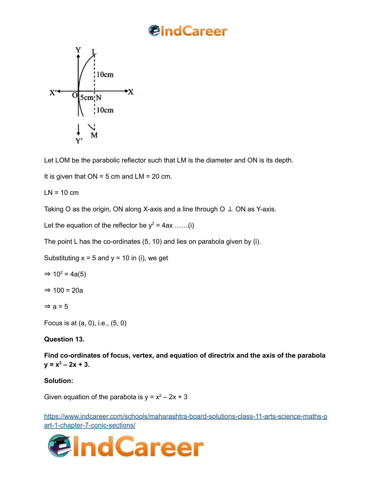 Maharashtra Board Solutions Class 11-Arts & Science Maths (Part 1): Chapter 7- Conic Sections - Page 15