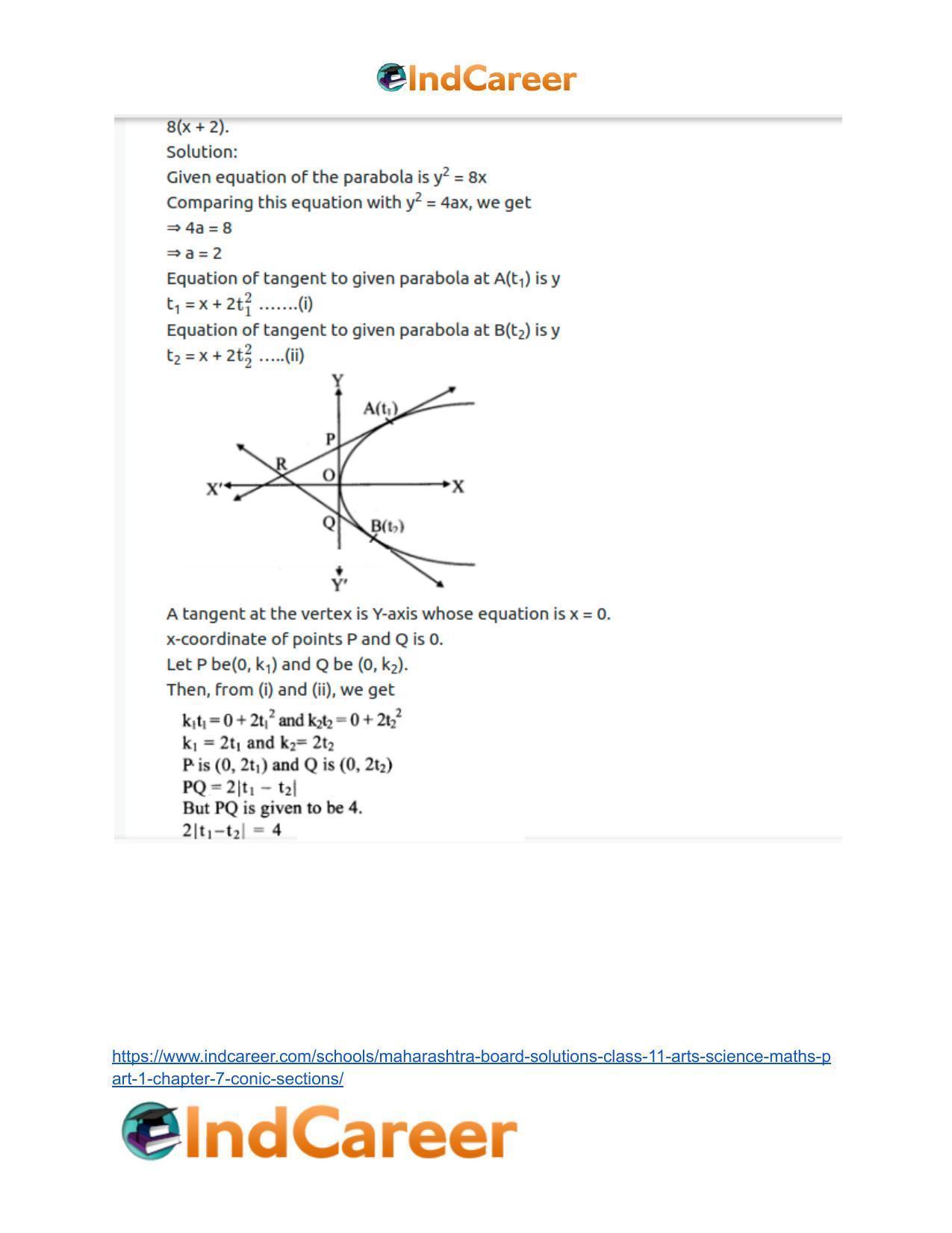 Maharashtra Board Solutions Class 11-Arts & Science Maths (Part 1): Chapter 7- Conic Sections - Page 21