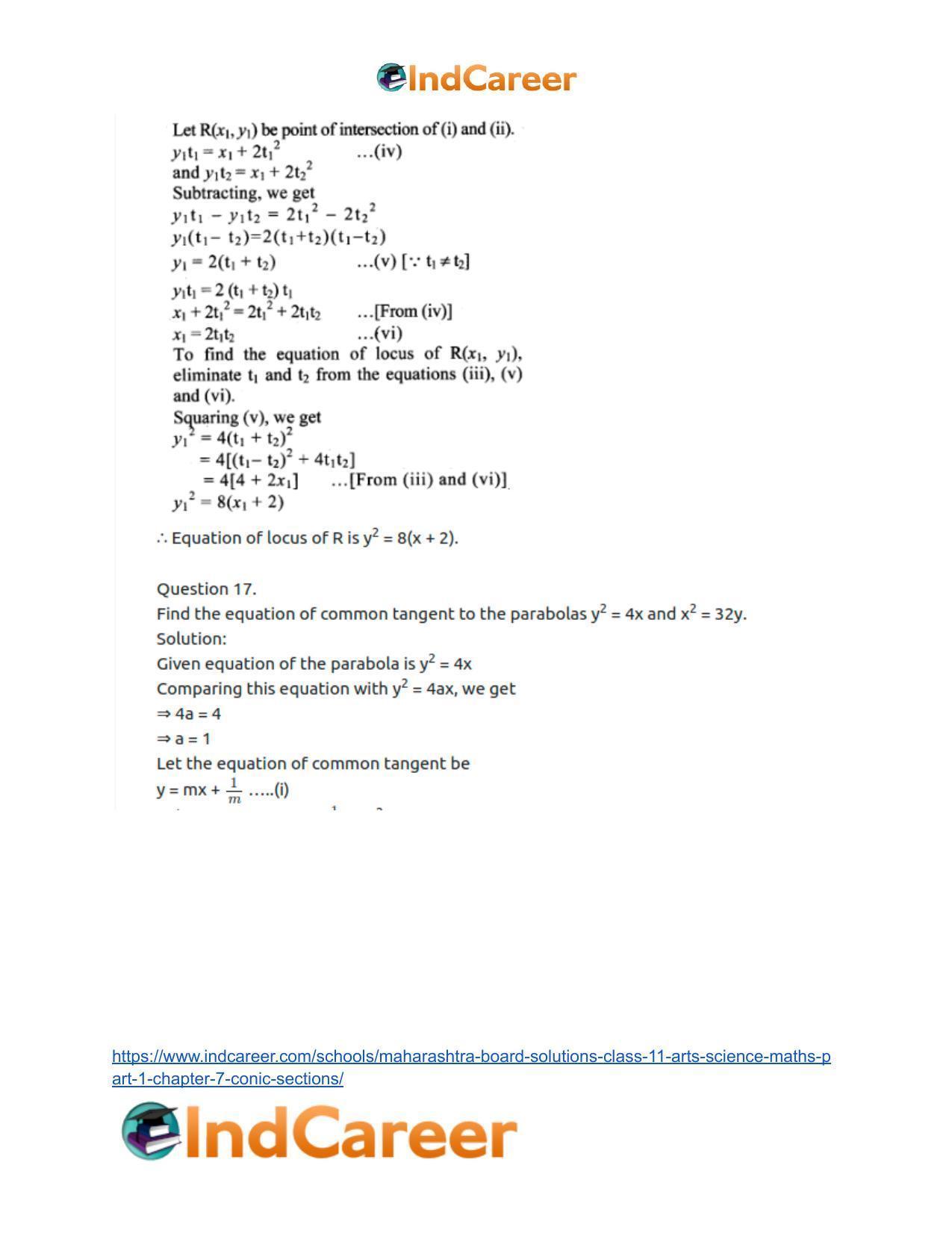 Maharashtra Board Solutions Class 11-Arts & Science Maths (Part 1): Chapter 7- Conic Sections - Page 22