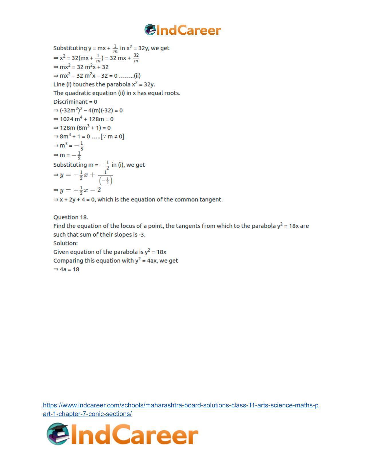 Maharashtra Board Solutions Class 11-Arts & Science Maths (Part 1): Chapter 7- Conic Sections - Page 23
