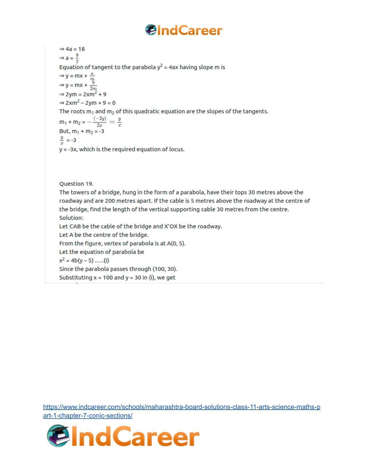 Maharashtra Board Solutions Class 11-Arts & Science Maths (Part 1): Chapter 7- Conic Sections - Page 24