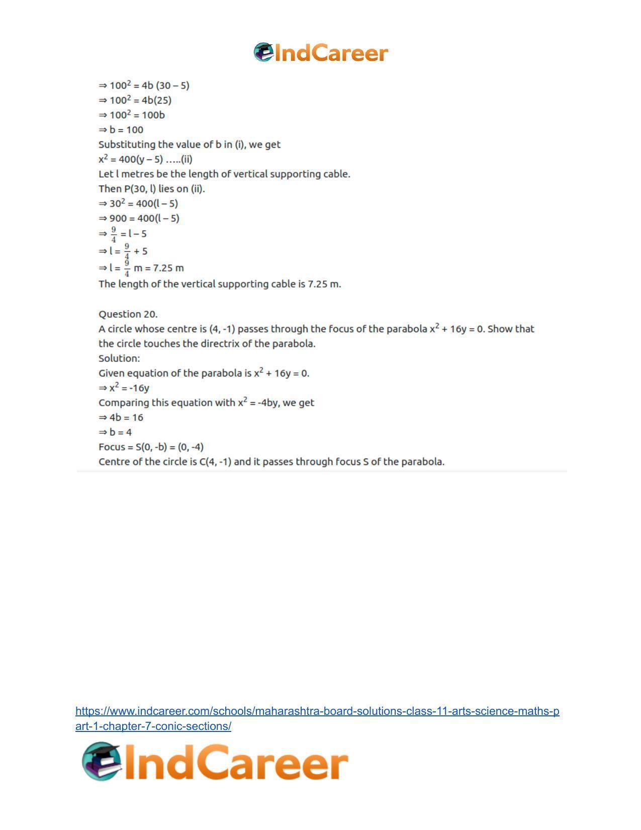 Maharashtra Board Solutions Class 11-Arts & Science Maths (Part 1): Chapter 7- Conic Sections - Page 25