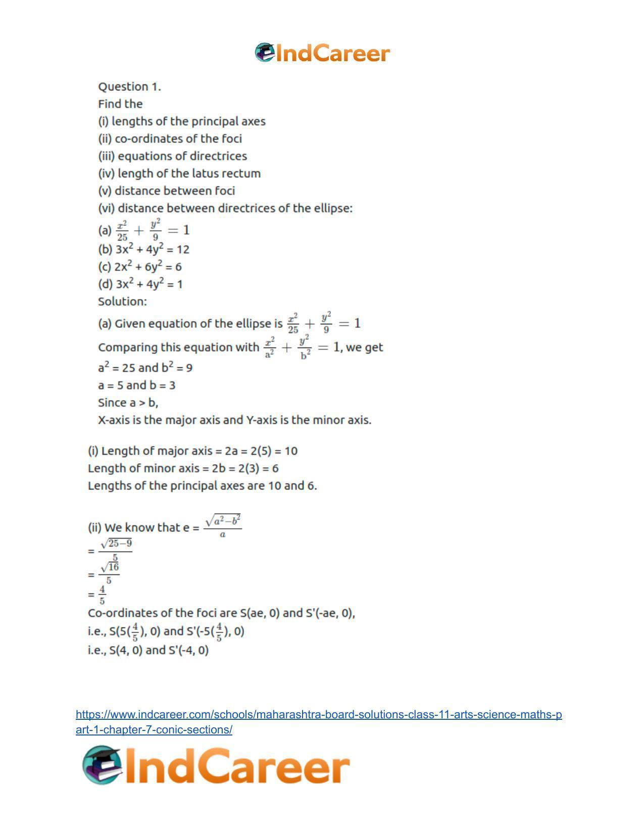 Maharashtra Board Solutions Class 11-Arts & Science Maths (Part 1): Chapter 7- Conic Sections - Page 27