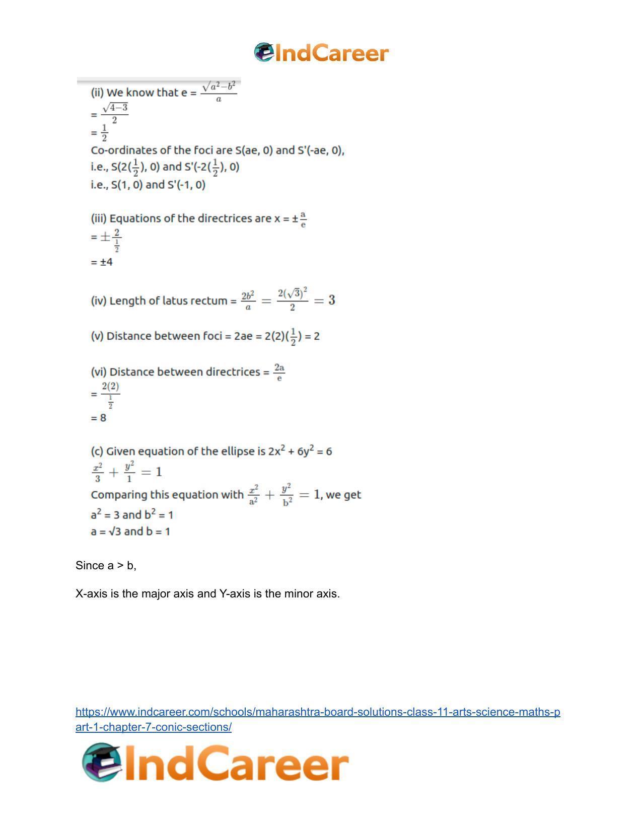 Maharashtra Board Solutions Class 11-Arts & Science Maths (Part 1): Chapter 7- Conic Sections - Page 29