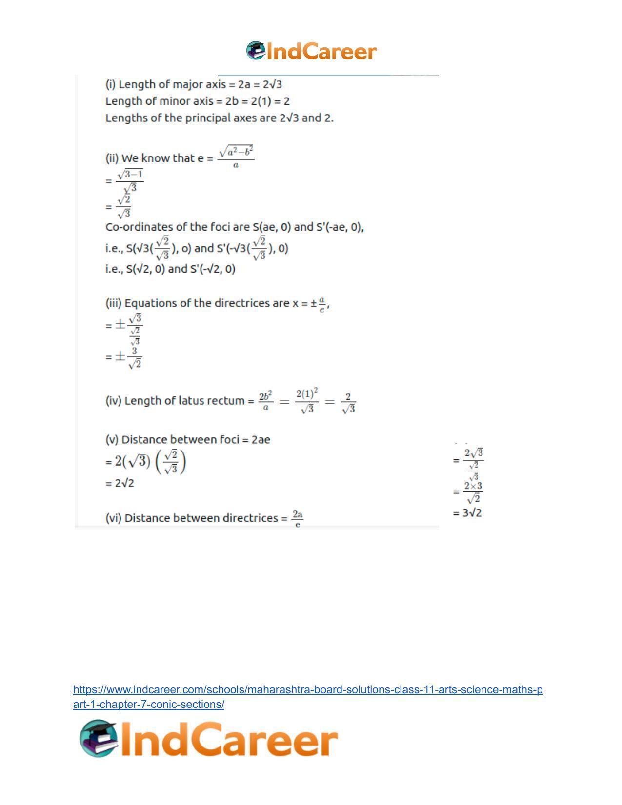 Maharashtra Board Solutions Class 11-Arts & Science Maths (Part 1): Chapter 7- Conic Sections - Page 30