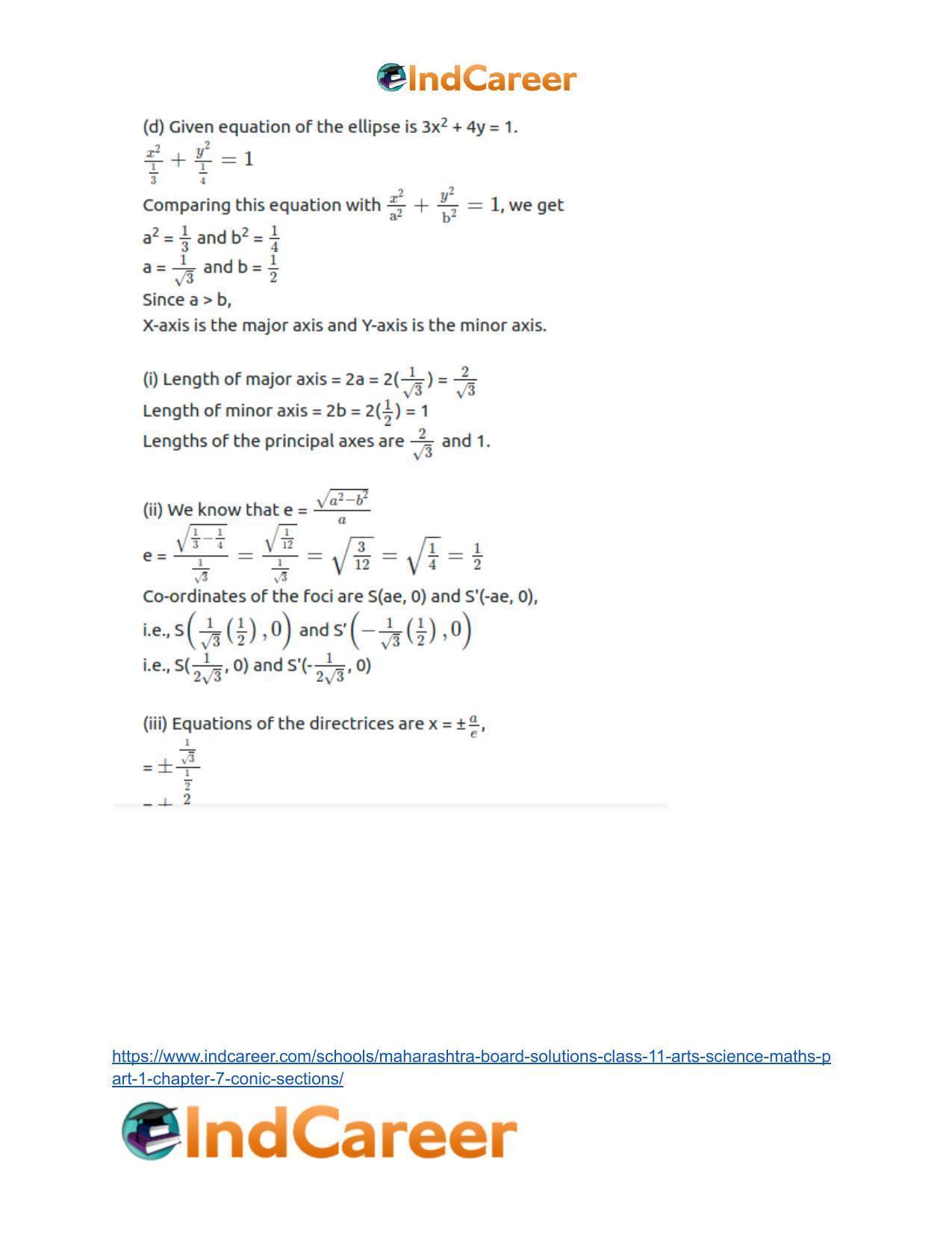 Maharashtra Board Solutions Class 11-Arts & Science Maths (Part 1): Chapter 7- Conic Sections - Page 31