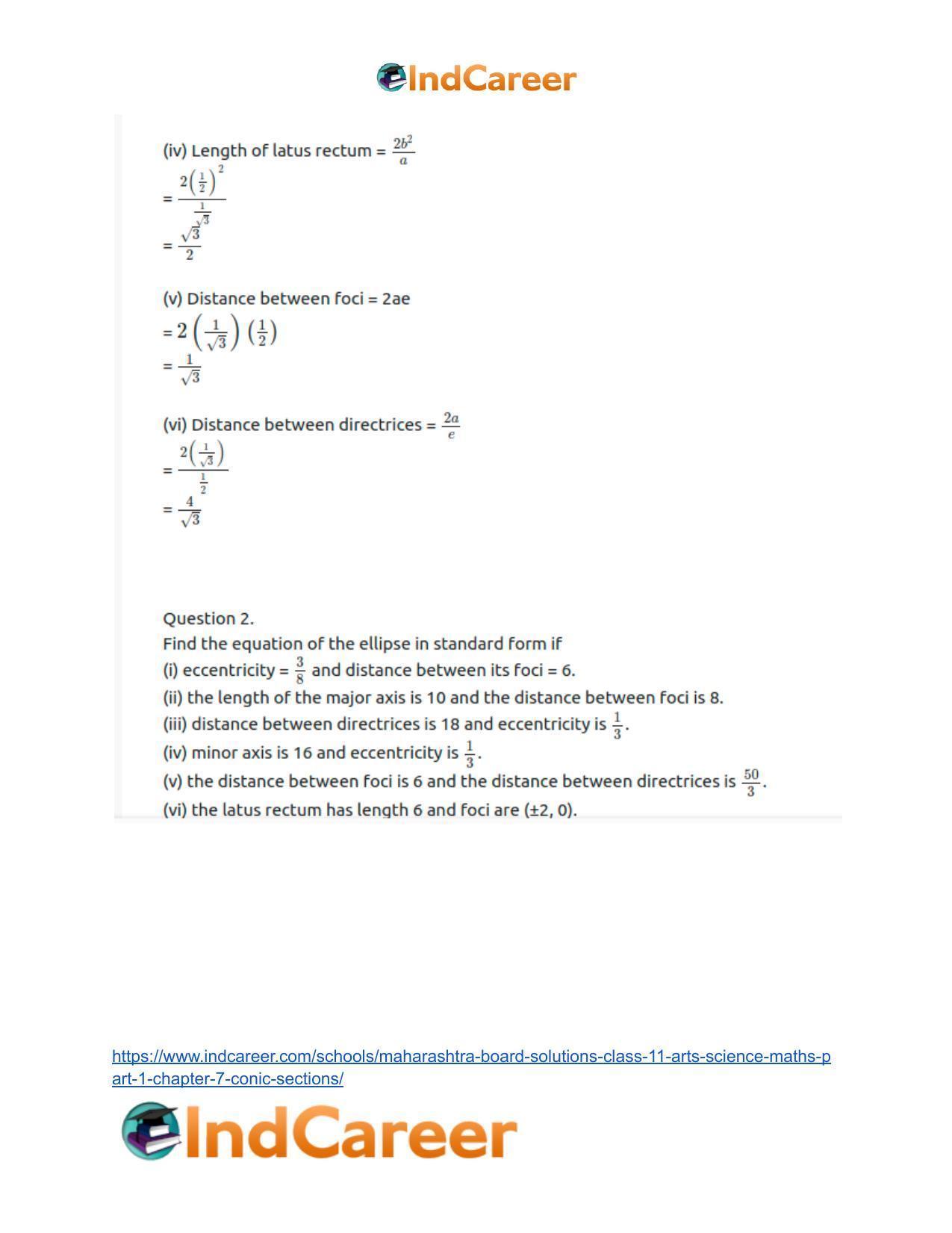 Maharashtra Board Solutions Class 11-Arts & Science Maths (Part 1): Chapter 7- Conic Sections - Page 32