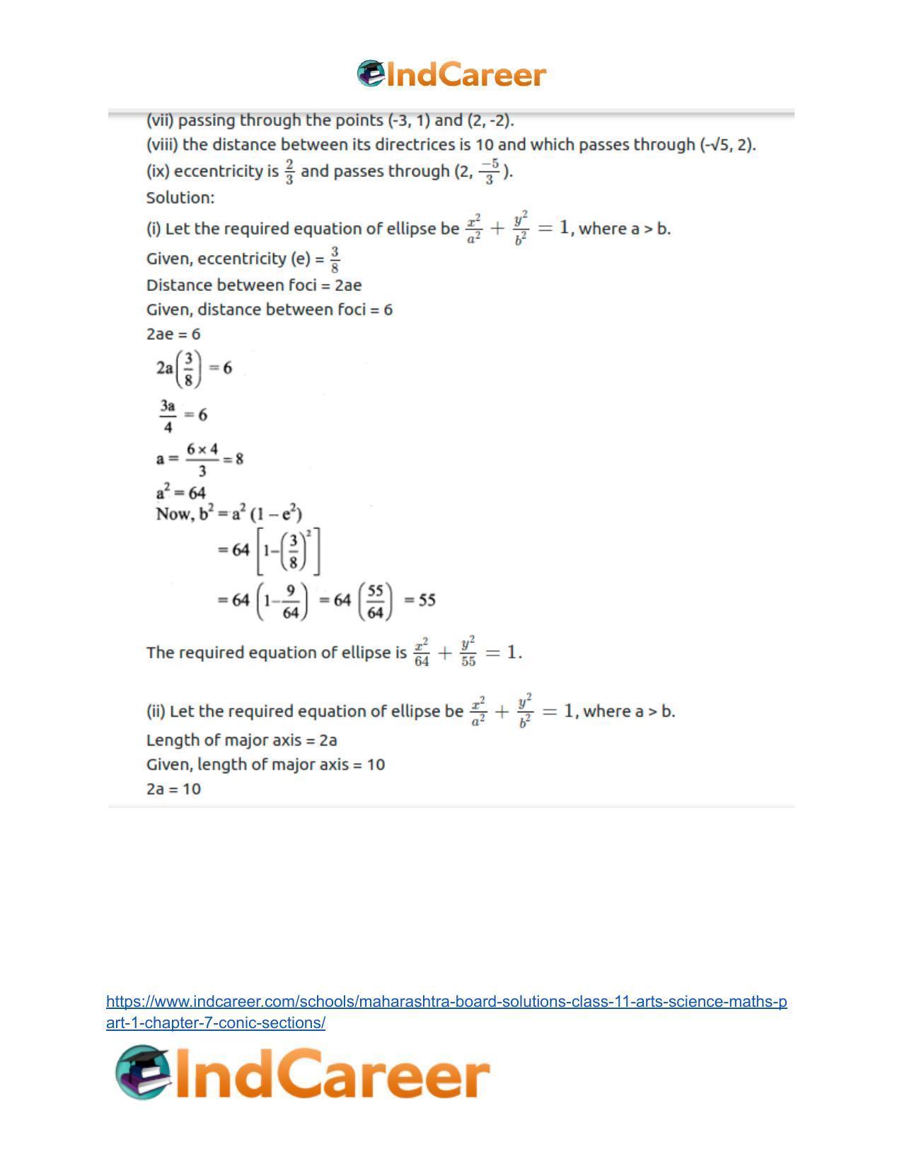 Maharashtra Board Solutions Class 11-Arts & Science Maths (Part 1): Chapter 7- Conic Sections - Page 33