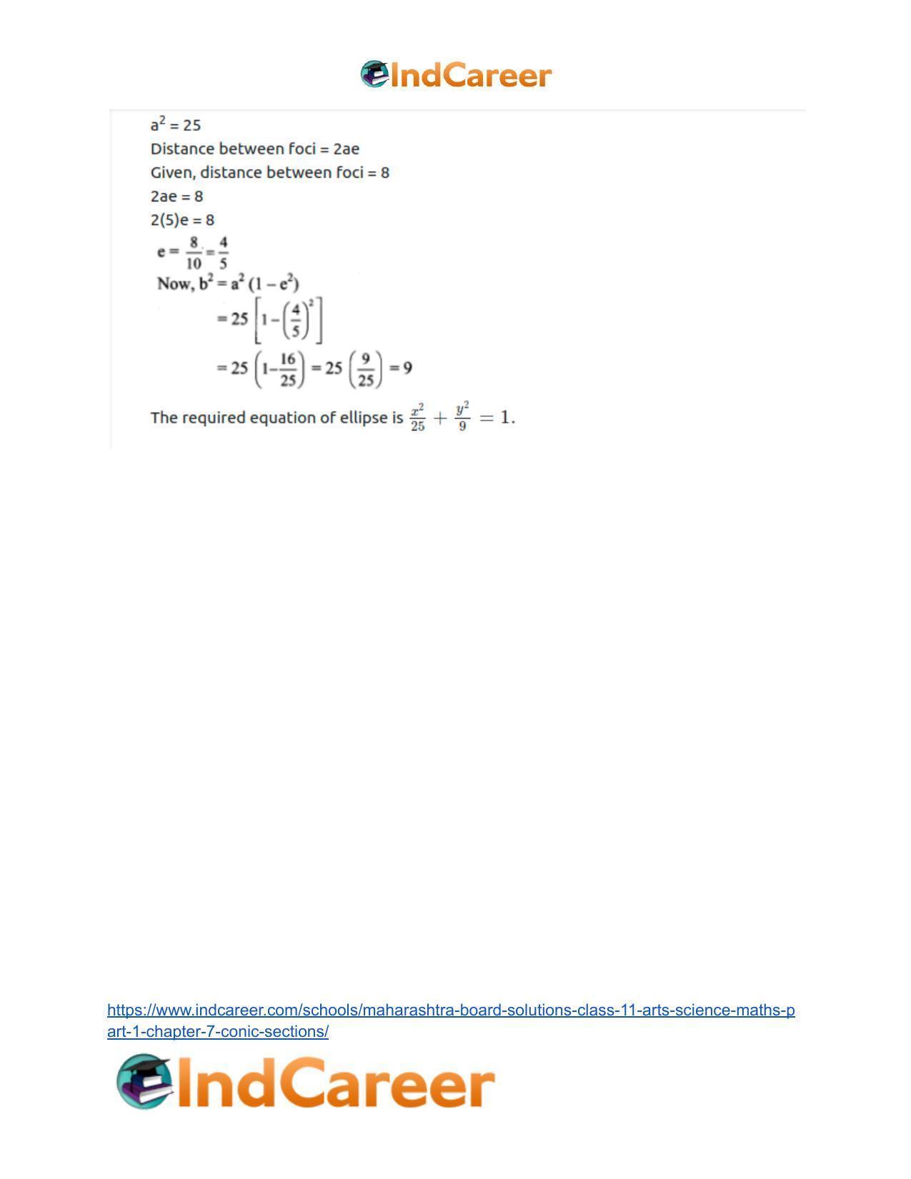 Maharashtra Board Solutions Class 11-Arts & Science Maths (Part 1): Chapter 7- Conic Sections - Page 34