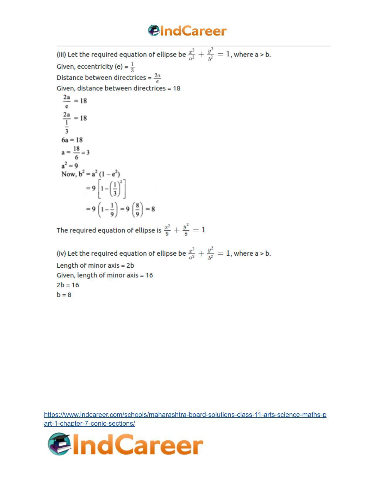 Maharashtra Board Solutions Class 11-Arts & Science Maths (Part 1): Chapter 7- Conic Sections - Page 35
