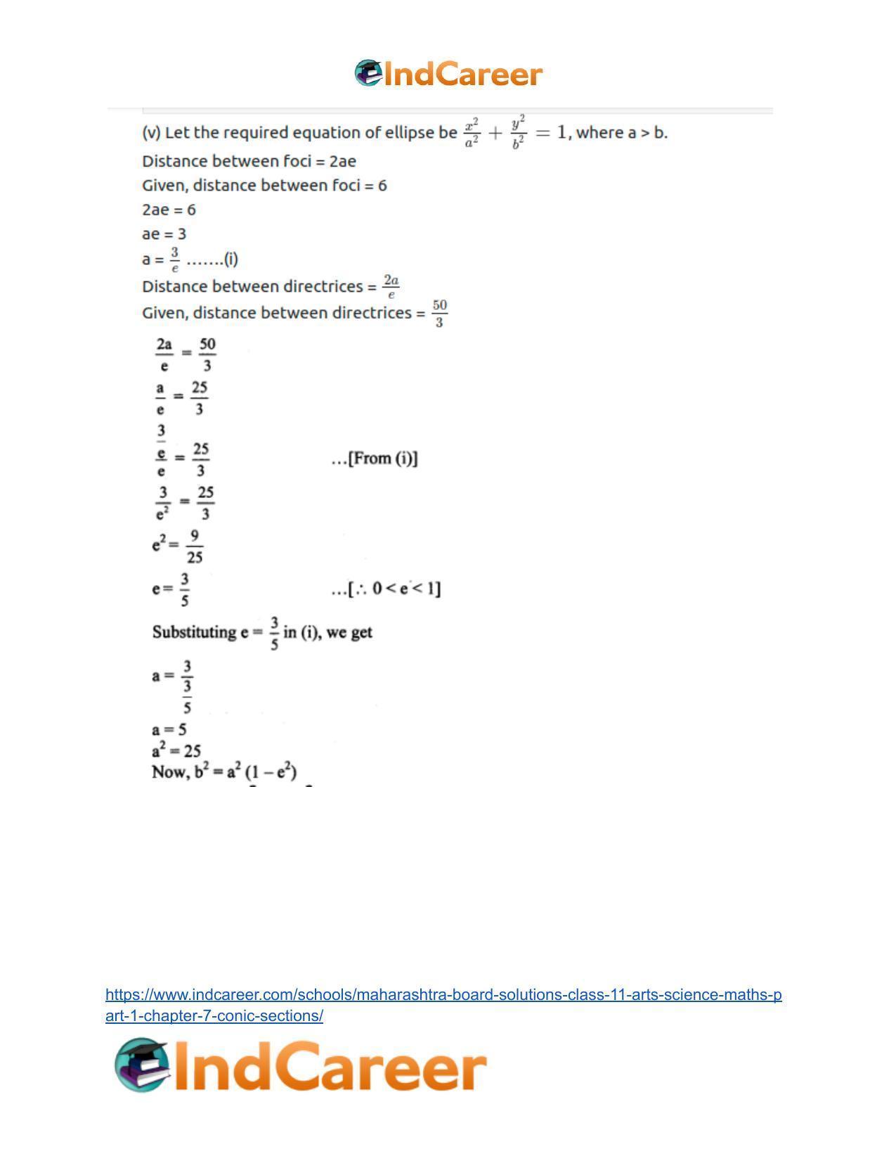Maharashtra Board Solutions Class 11-Arts & Science Maths (Part 1): Chapter 7- Conic Sections - Page 37