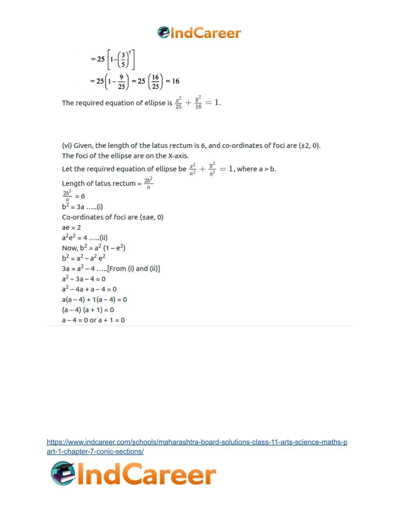 Maharashtra Board Solutions Class 11-Arts & Science Maths (Part 1): Chapter 7- Conic Sections - Page 38