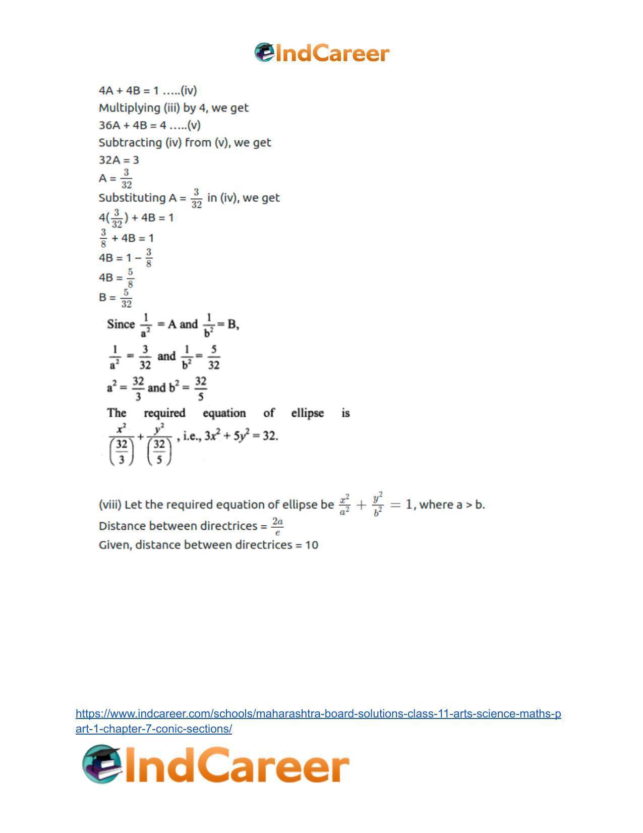 Maharashtra Board Solutions Class 11-Arts & Science Maths (Part 1): Chapter 7- Conic Sections - Page 40