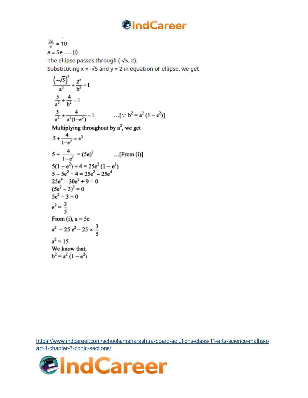 Maharashtra Board Solutions Class 11-Arts & Science Maths (Part 1): Chapter 7- Conic Sections - Page 41