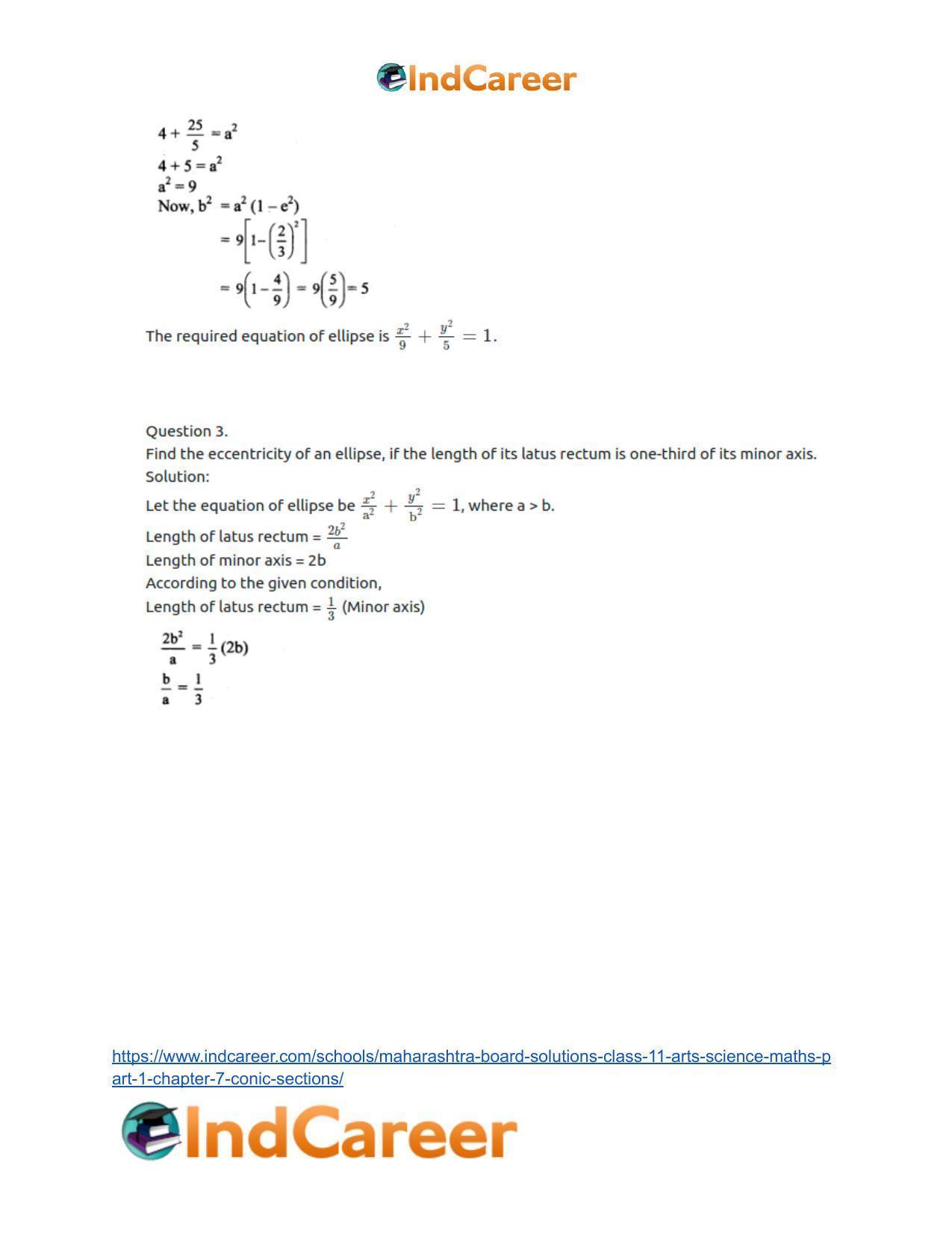 Maharashtra Board Solutions Class 11-Arts & Science Maths (Part 1): Chapter 7- Conic Sections - Page 43