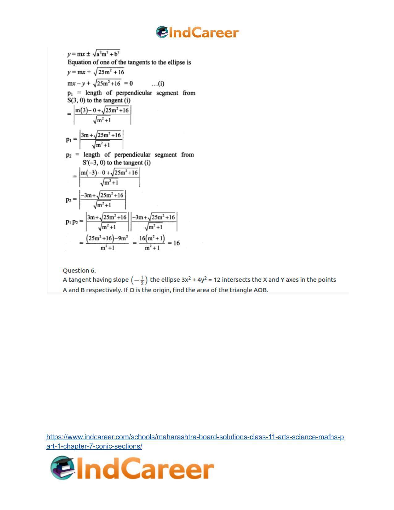 Maharashtra Board Solutions Class 11-Arts & Science Maths (Part 1): Chapter 7- Conic Sections - Page 46