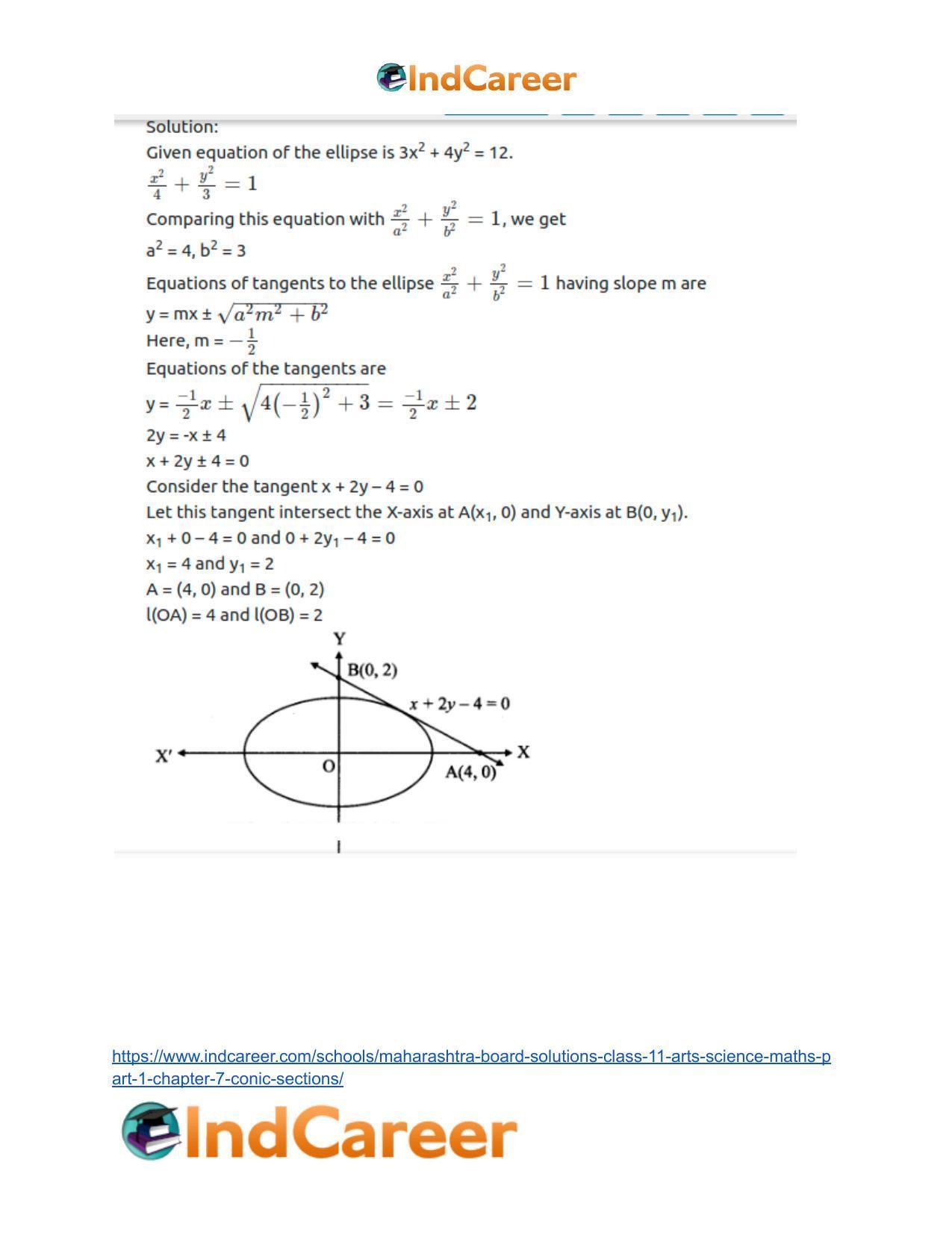 Maharashtra Board Solutions Class 11-Arts & Science Maths (Part 1): Chapter 7- Conic Sections - Page 47