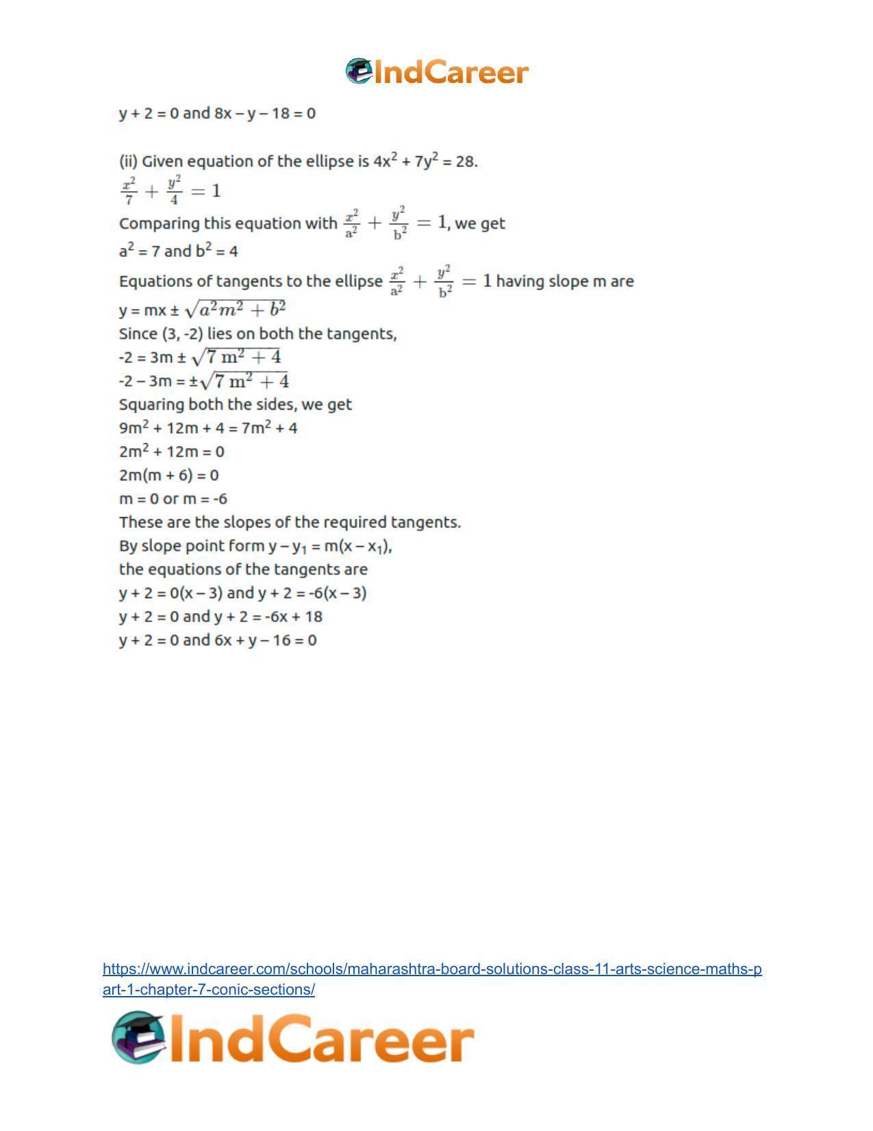Maharashtra Board Solutions Class 11-Arts & Science Maths (Part 1): Chapter 7- Conic Sections - Page 53