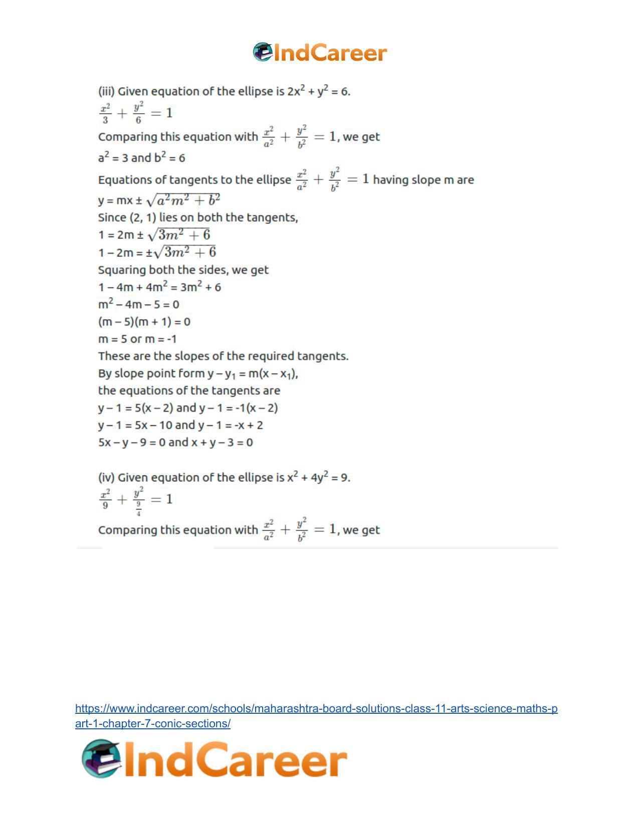 Maharashtra Board Solutions Class 11-Arts & Science Maths (Part 1): Chapter 7- Conic Sections - Page 54