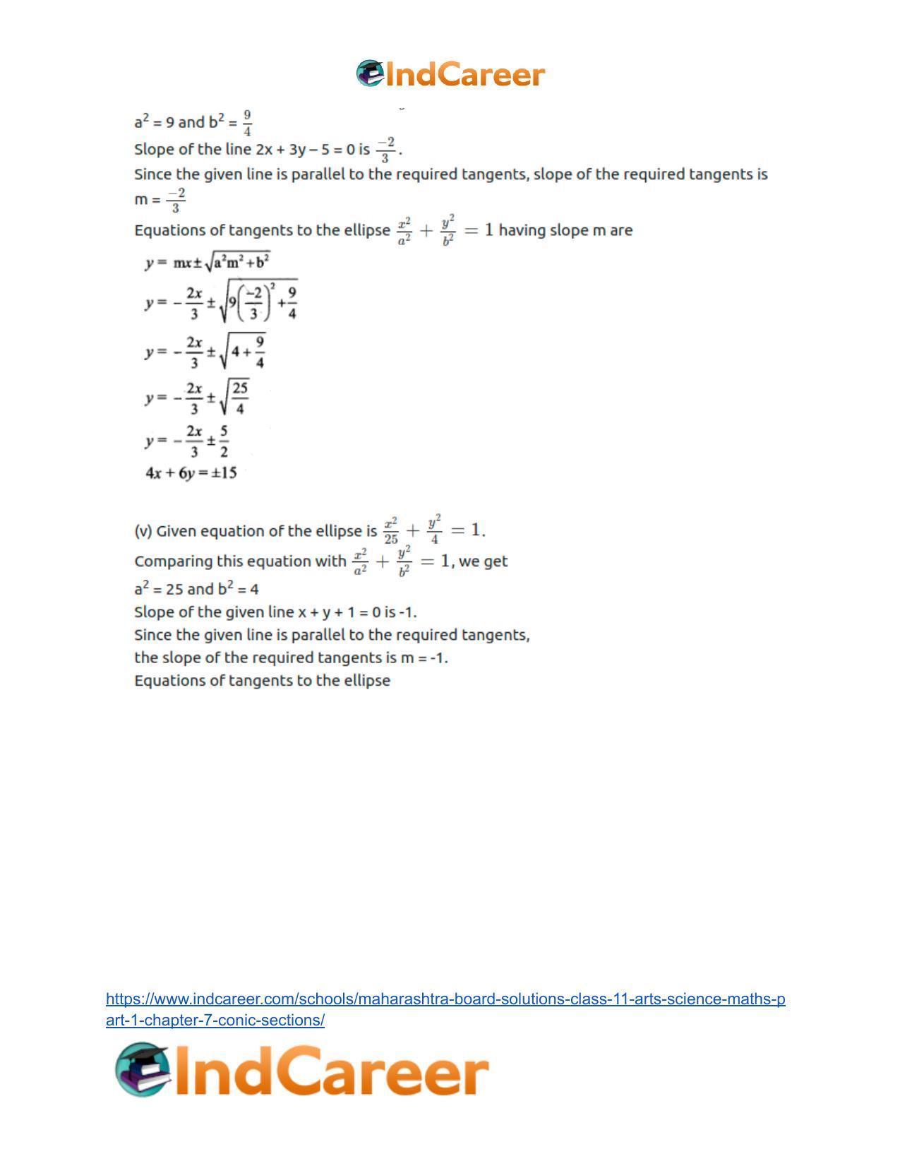 Maharashtra Board Solutions Class 11-Arts & Science Maths (Part 1): Chapter 7- Conic Sections - Page 55