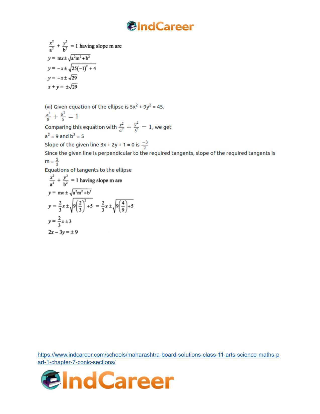 Maharashtra Board Solutions Class 11-Arts & Science Maths (Part 1): Chapter 7- Conic Sections - Page 56