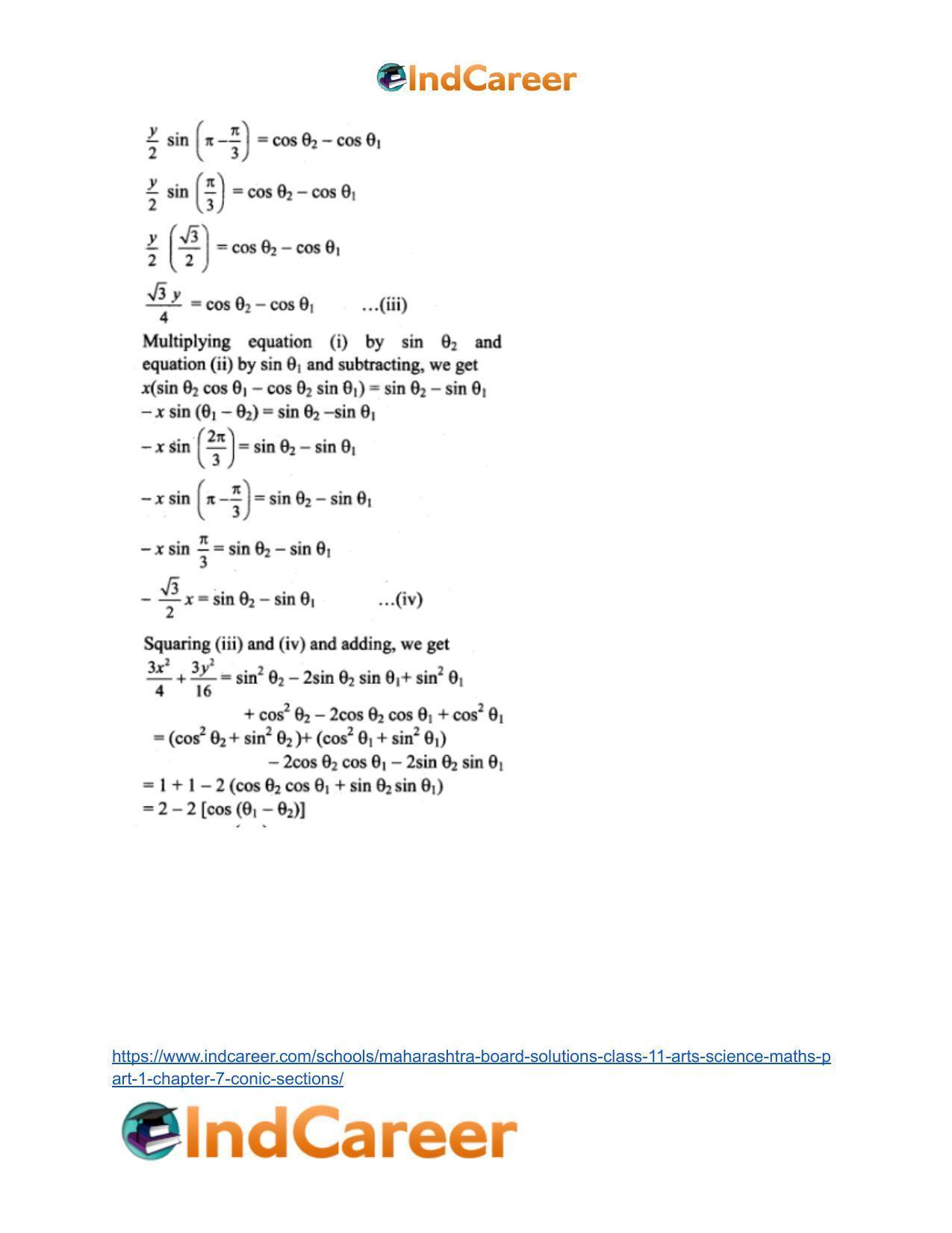 Maharashtra Board Solutions Class 11-Arts & Science Maths (Part 1): Chapter 7- Conic Sections - Page 64