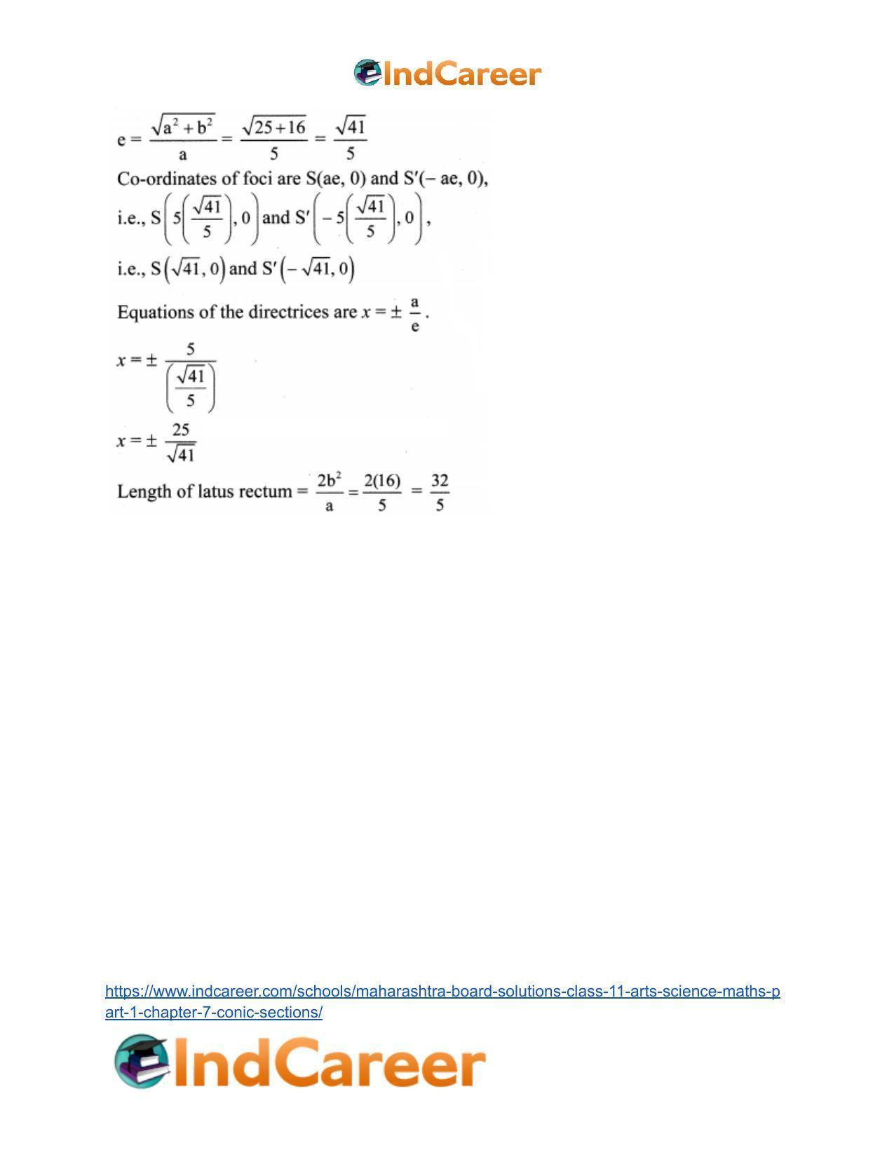 Maharashtra Board Solutions Class 11-Arts & Science Maths (Part 1): Chapter 7- Conic Sections - Page 68