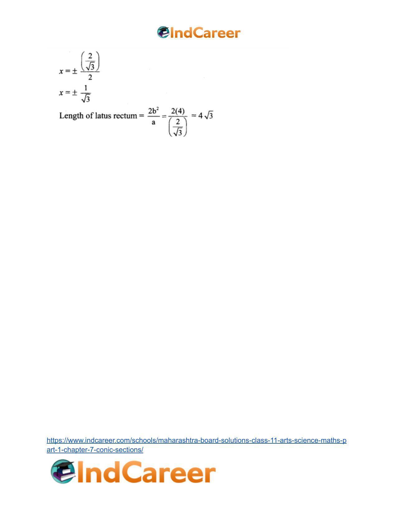 Maharashtra Board Solutions Class 11-Arts & Science Maths (Part 1): Chapter 7- Conic Sections - Page 73