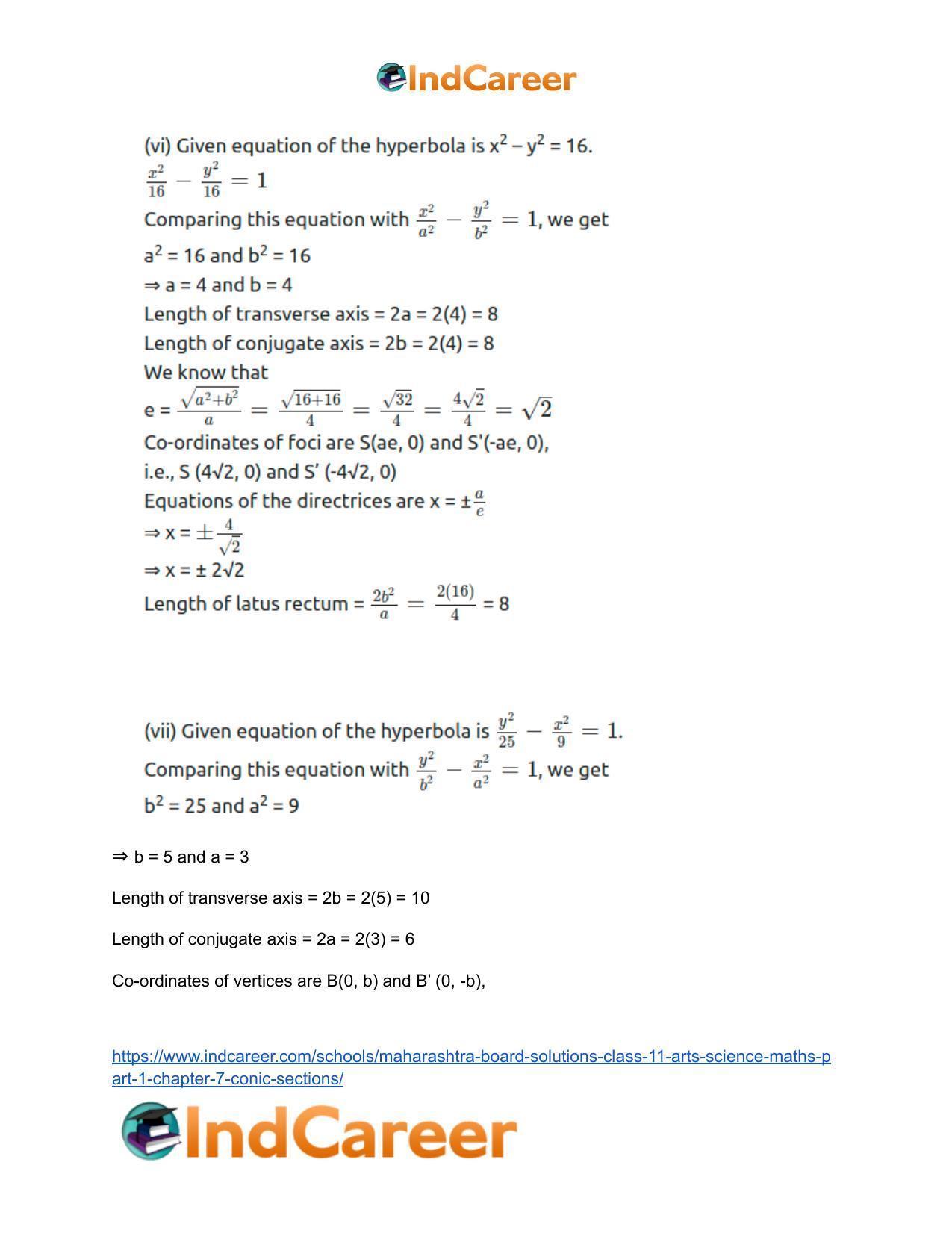 Maharashtra Board Solutions Class 11-Arts & Science Maths (Part 1): Chapter 7- Conic Sections - Page 74