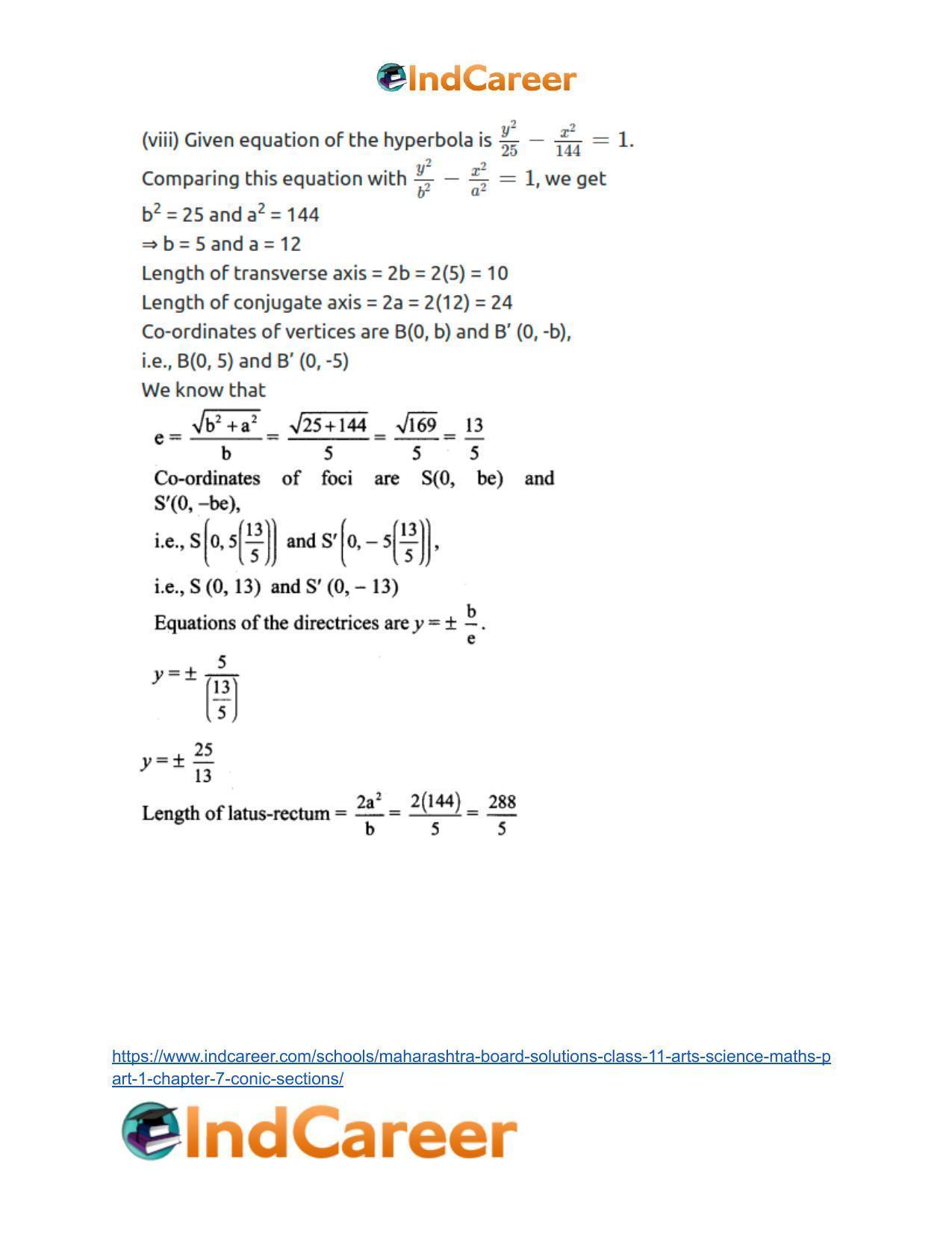 Maharashtra Board Solutions Class 11-Arts & Science Maths (Part 1): Chapter 7- Conic Sections - Page 77