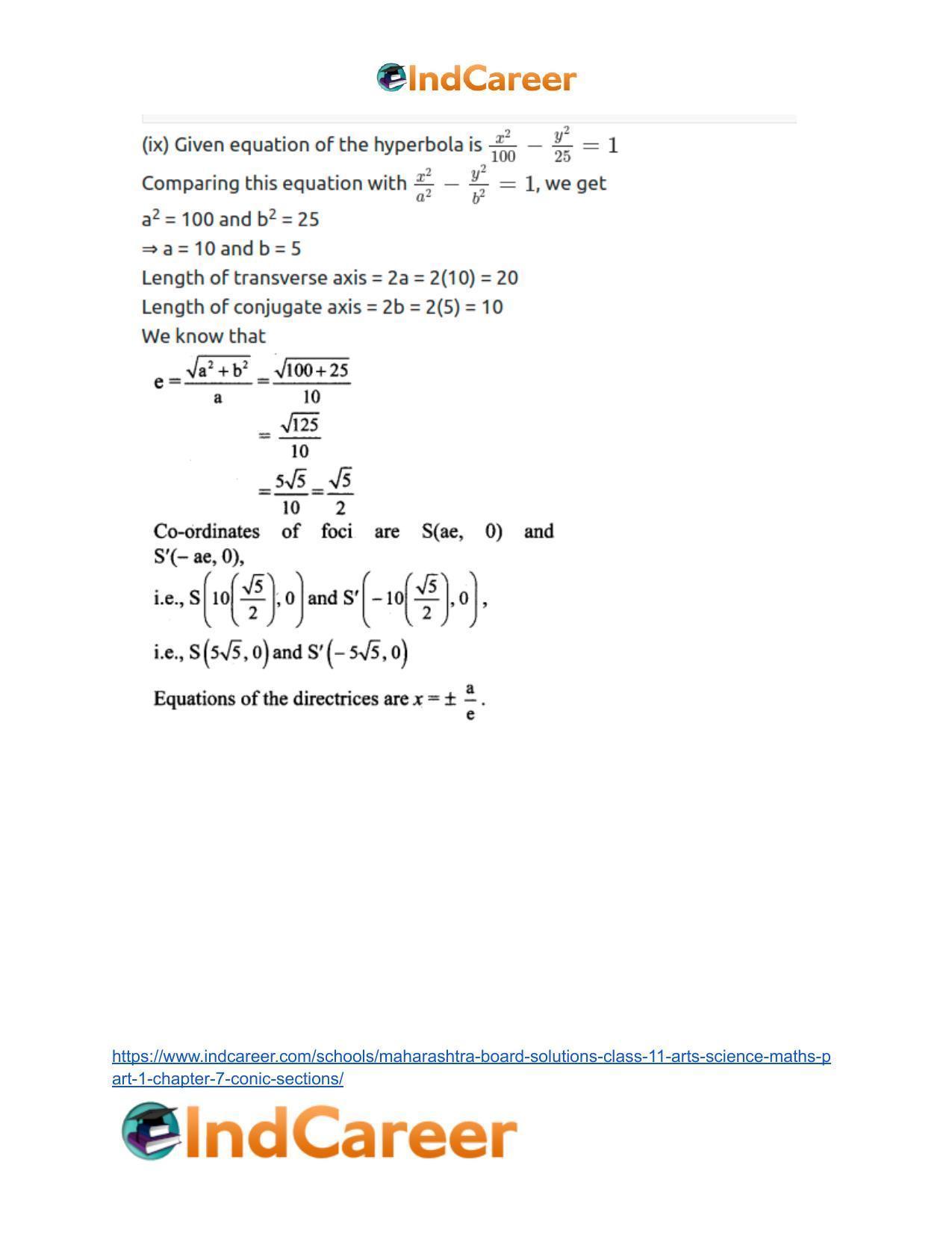 Maharashtra Board Solutions Class 11-Arts & Science Maths (Part 1): Chapter 7- Conic Sections - Page 78