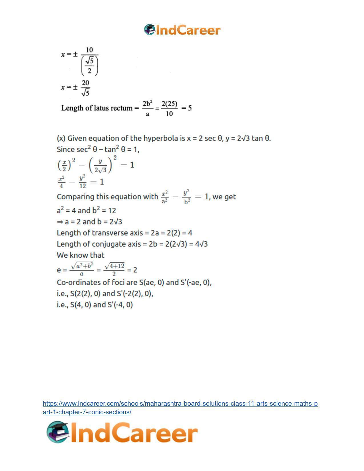 Maharashtra Board Solutions Class 11-Arts & Science Maths (Part 1): Chapter 7- Conic Sections - Page 79