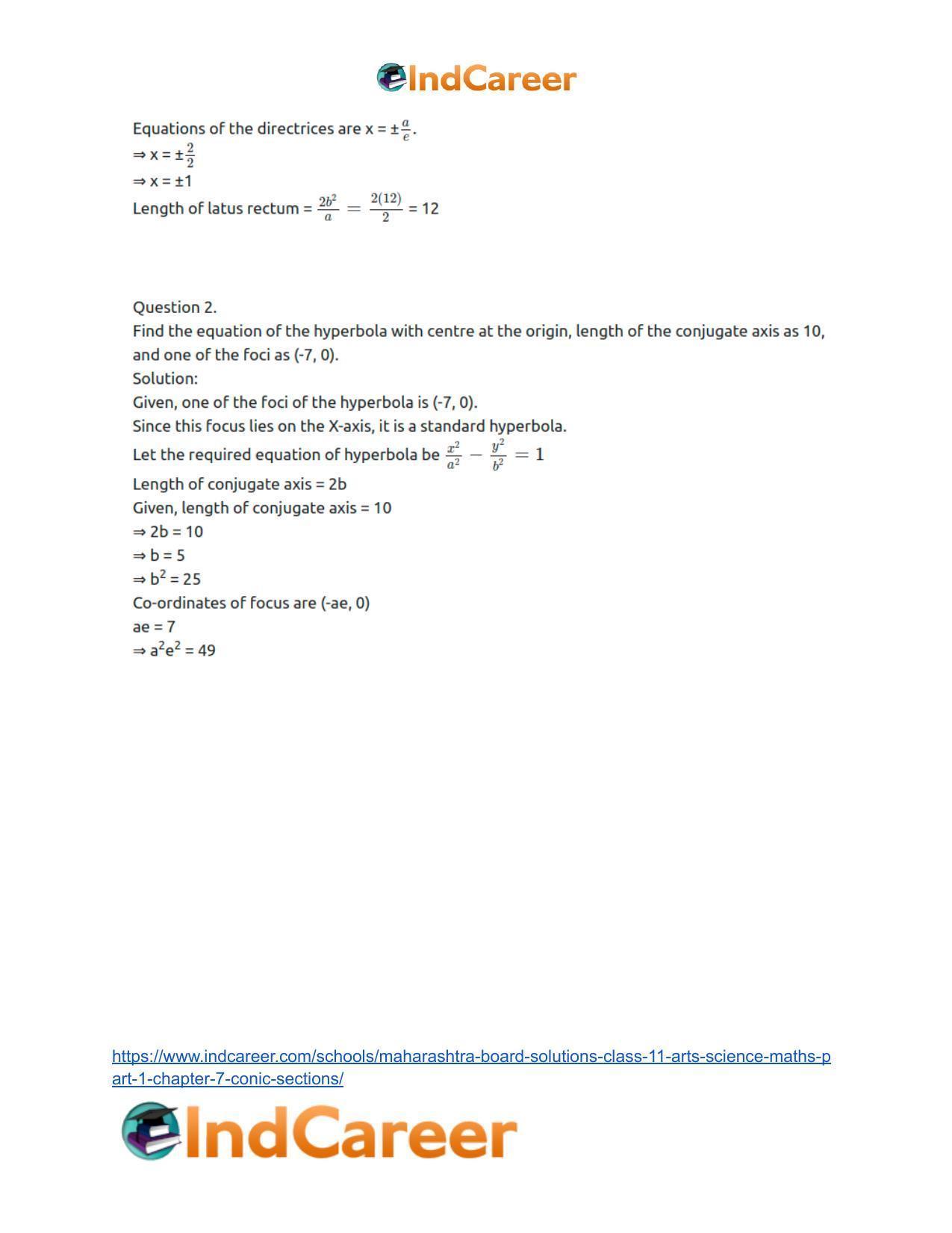 Maharashtra Board Solutions Class 11-Arts & Science Maths (Part 1): Chapter 7- Conic Sections - Page 81