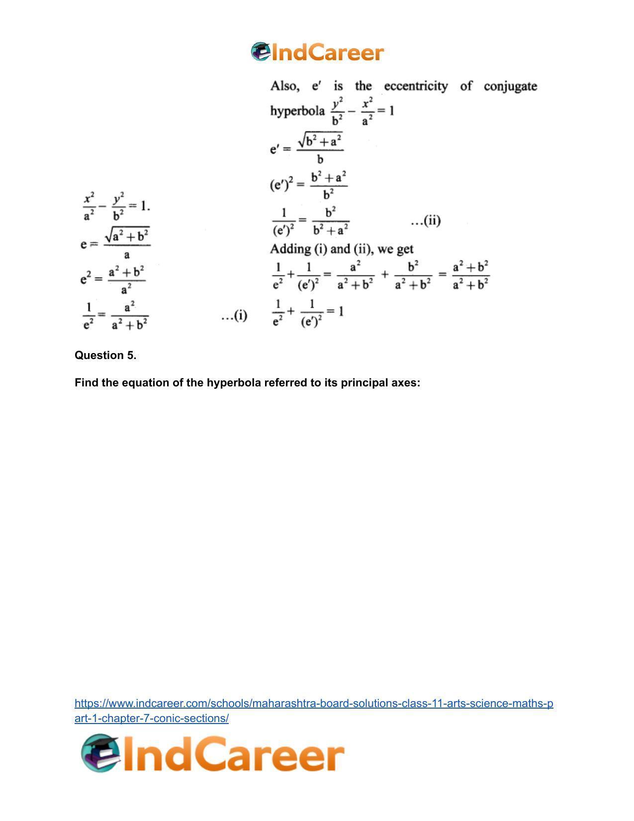 Maharashtra Board Solutions Class 11-Arts & Science Maths (Part 1): Chapter 7- Conic Sections - Page 83