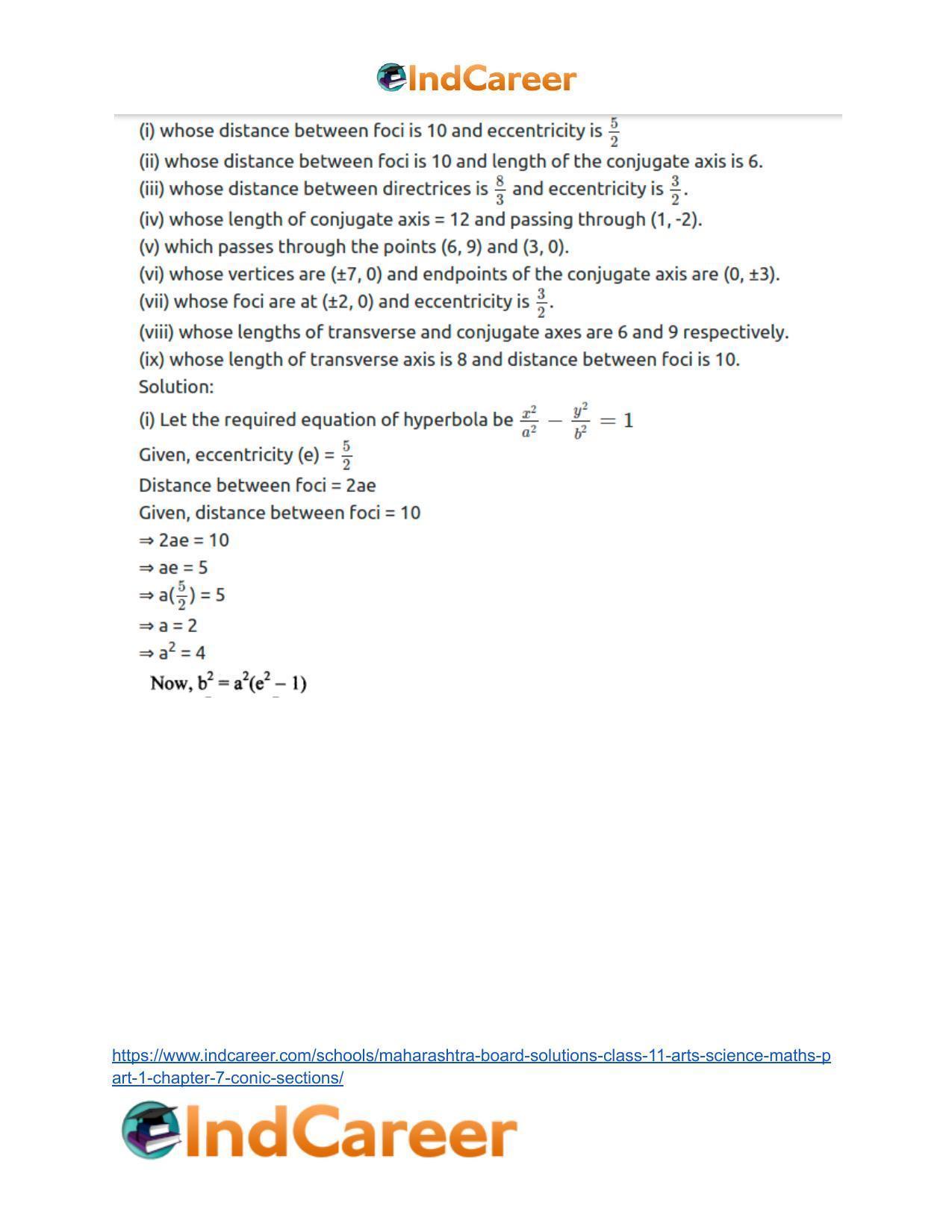 Maharashtra Board Solutions Class 11-Arts & Science Maths (Part 1): Chapter 7- Conic Sections - Page 84