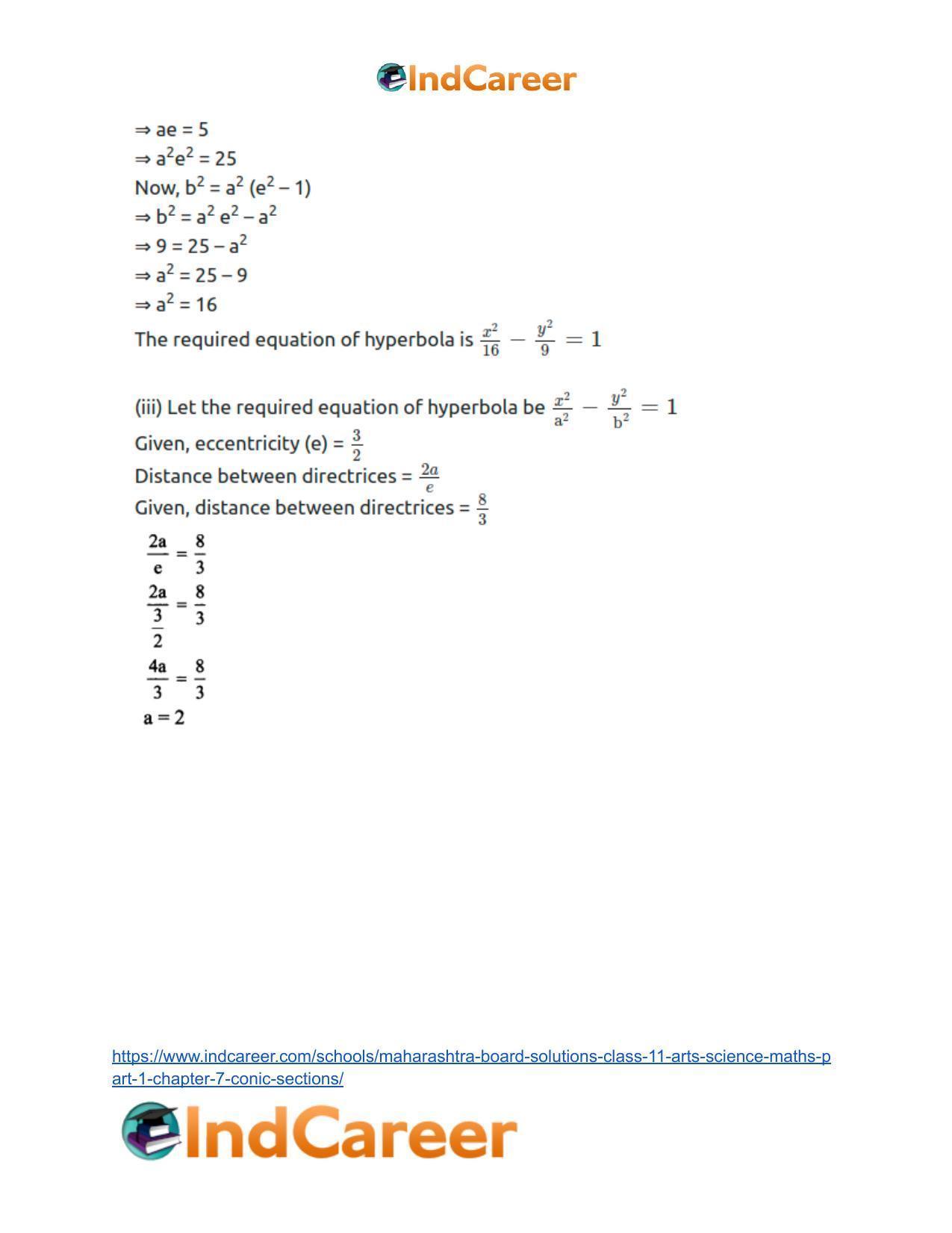 Maharashtra Board Solutions Class 11-Arts & Science Maths (Part 1): Chapter 7- Conic Sections - Page 86