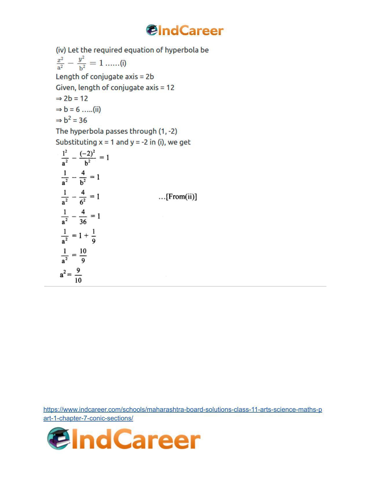 Maharashtra Board Solutions Class 11-Arts & Science Maths (Part 1): Chapter 7- Conic Sections - Page 88