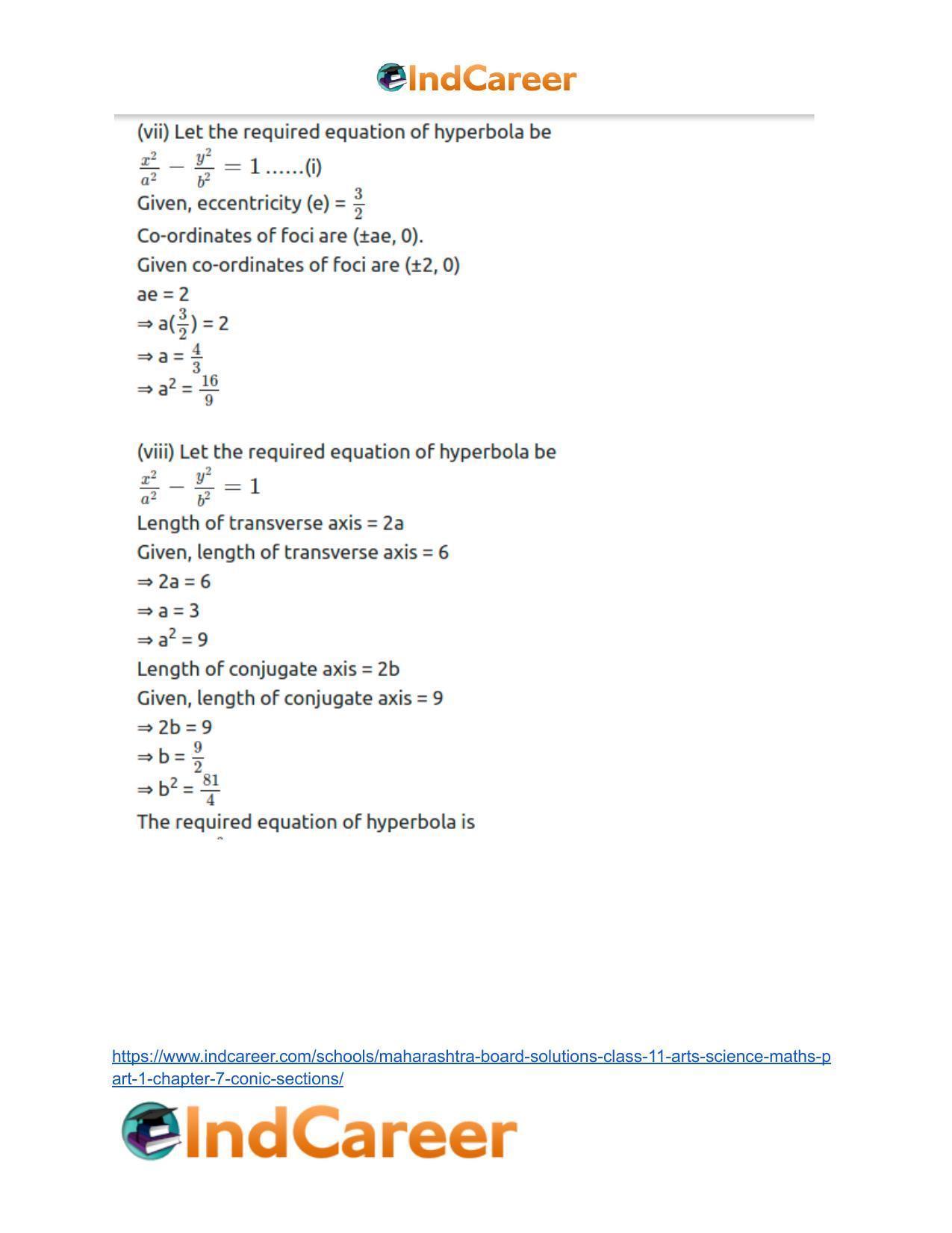 Maharashtra Board Solutions Class 11-Arts & Science Maths (Part 1): Chapter 7- Conic Sections - Page 91