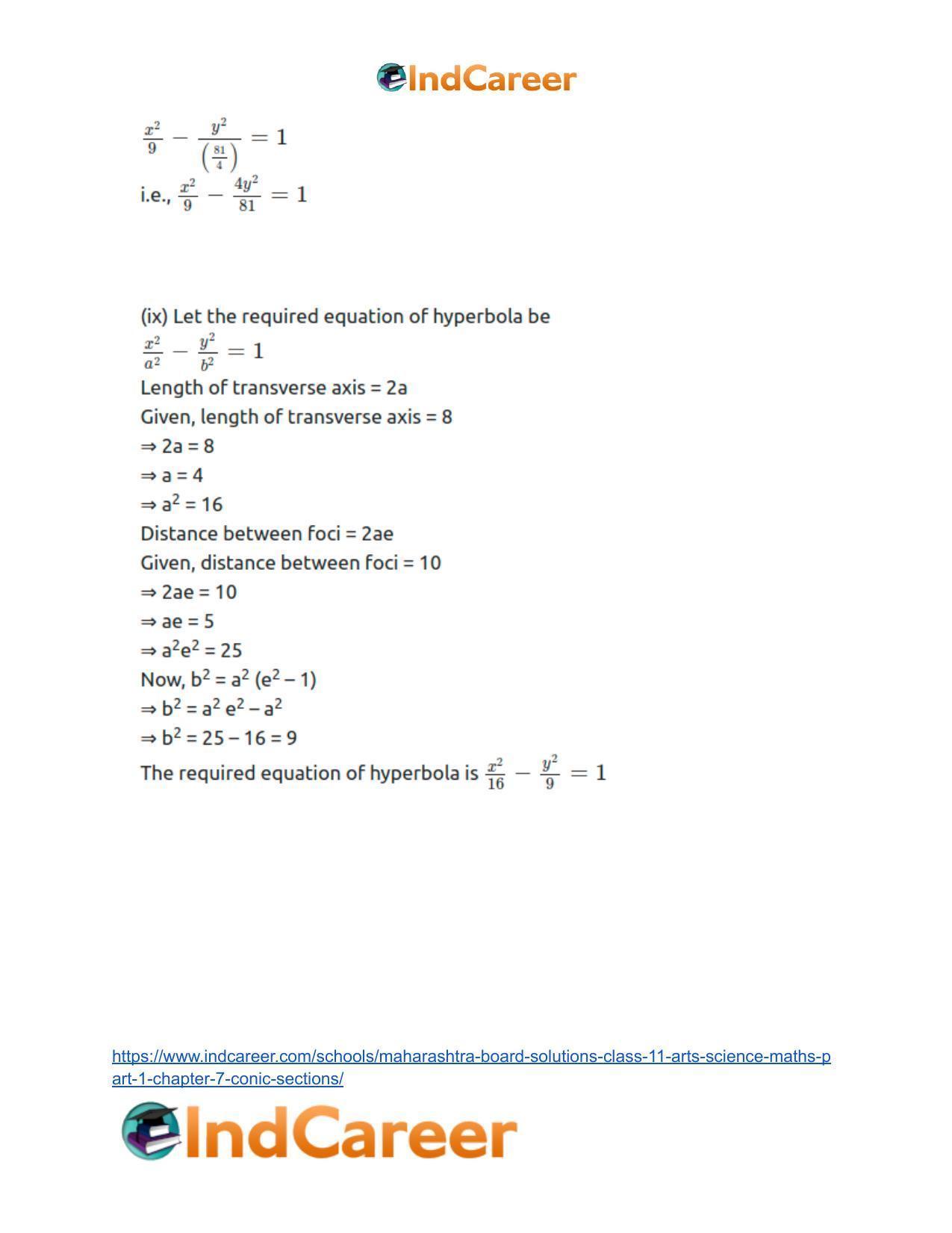 Maharashtra Board Solutions Class 11-Arts & Science Maths (Part 1): Chapter 7- Conic Sections - Page 92