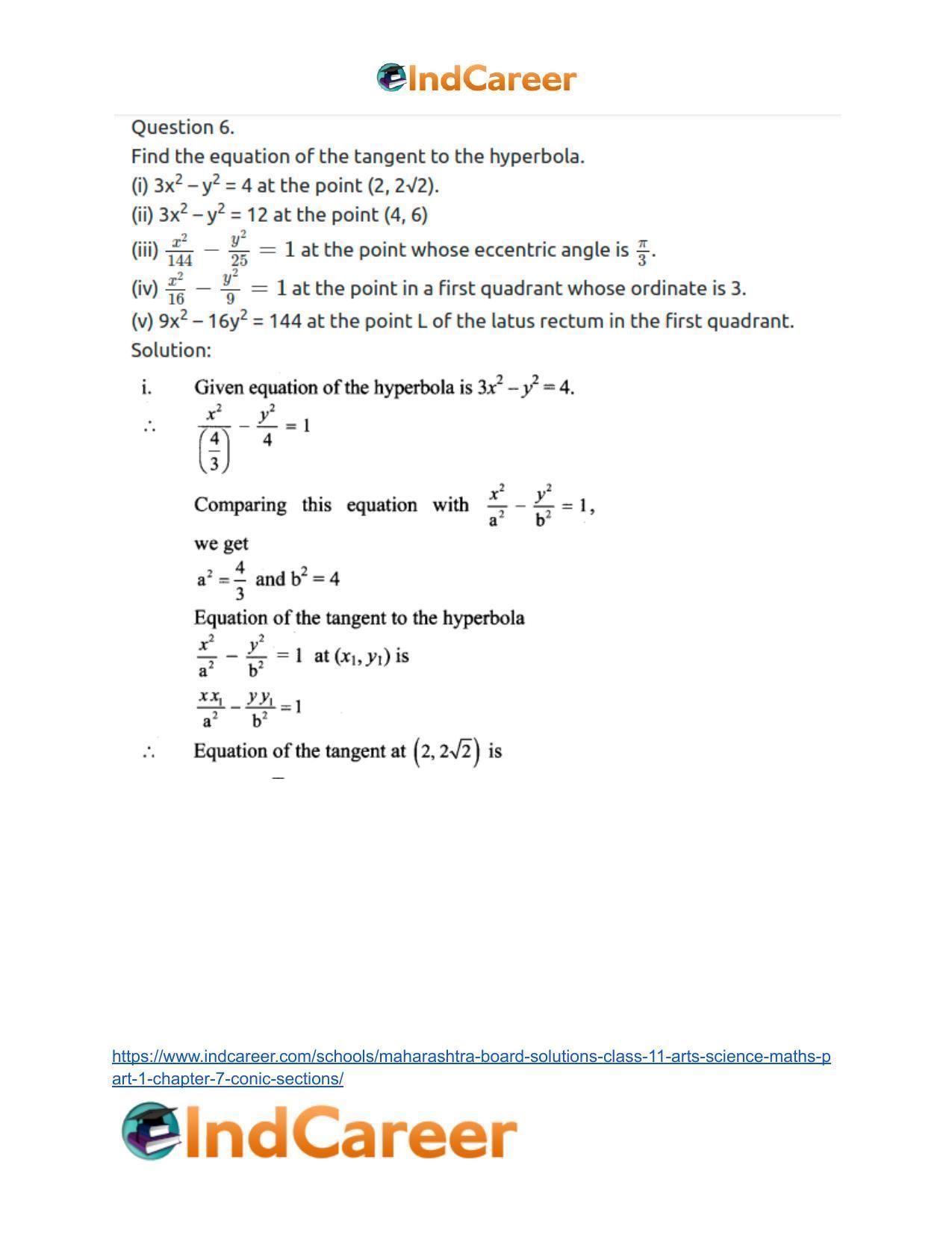 Maharashtra Board Solutions Class 11-Arts & Science Maths (Part 1): Chapter 7- Conic Sections - Page 93
