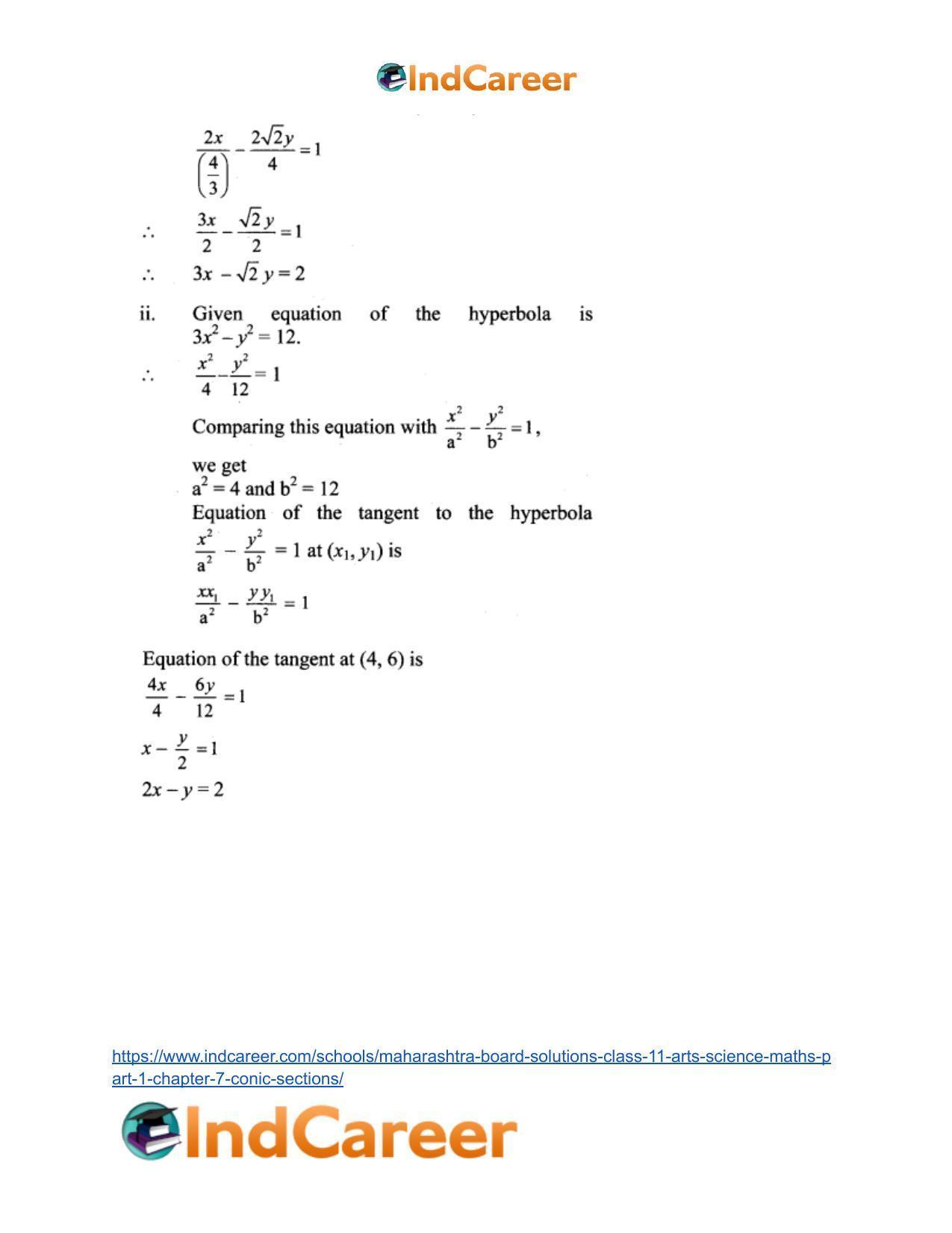 Maharashtra Board Solutions Class 11-Arts & Science Maths (Part 1): Chapter 7- Conic Sections - Page 94