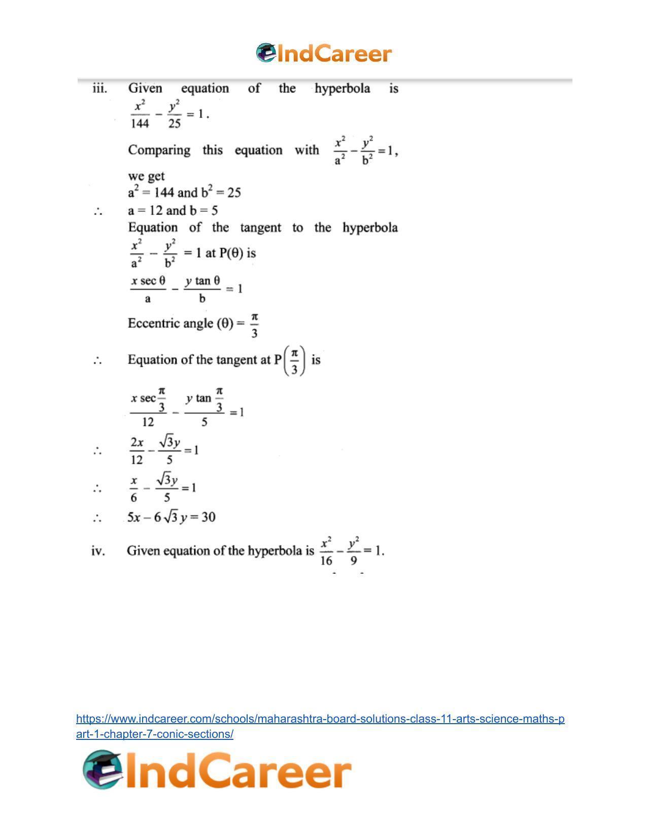 Maharashtra Board Solutions Class 11-Arts & Science Maths (Part 1): Chapter 7- Conic Sections - Page 95