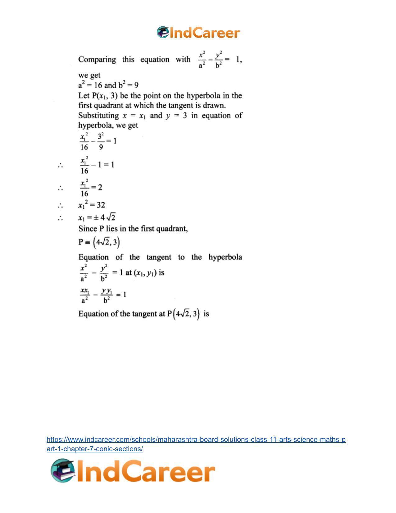 Maharashtra Board Solutions Class 11-Arts & Science Maths (Part 1): Chapter 7- Conic Sections - Page 96