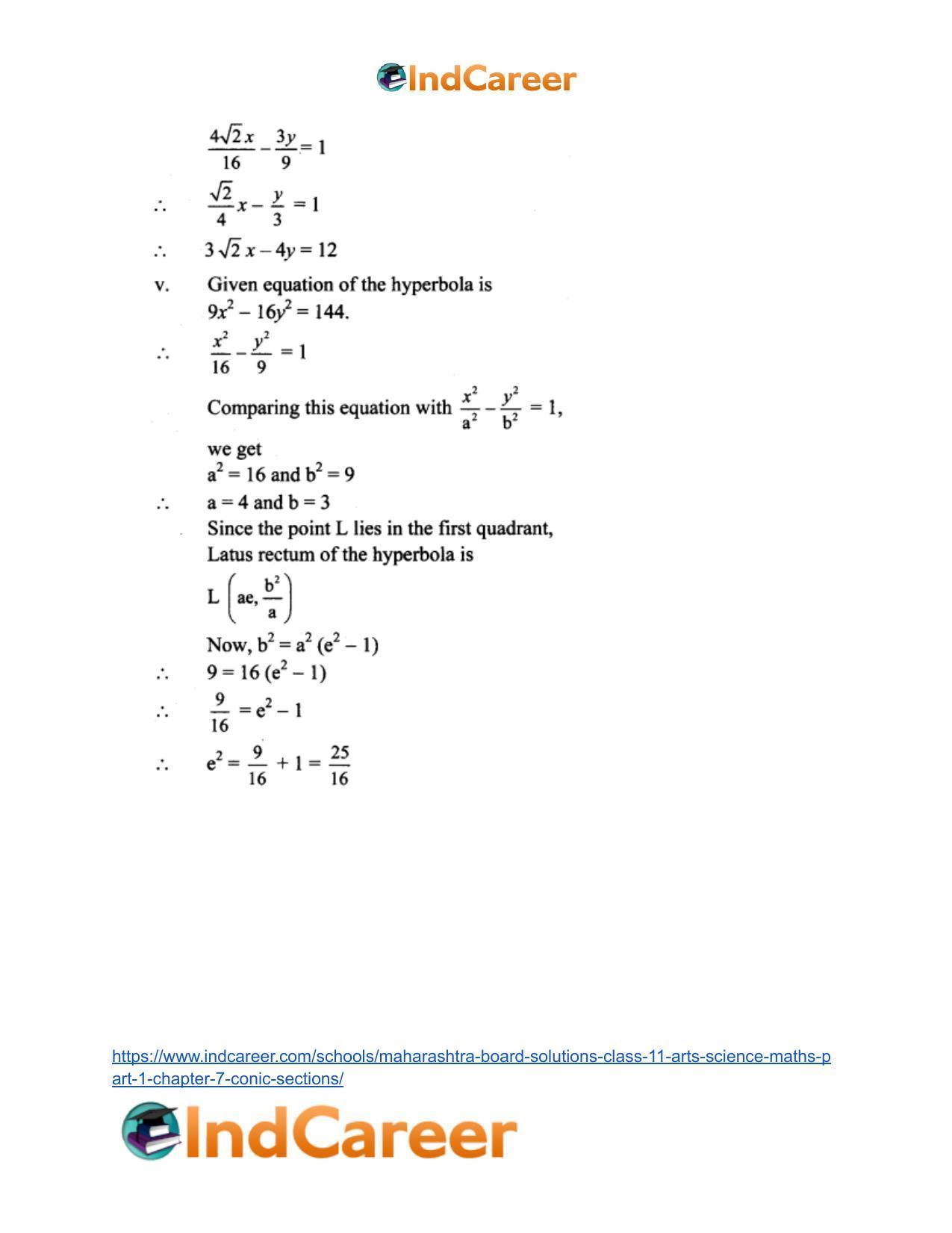 Maharashtra Board Solutions Class 11-Arts & Science Maths (Part 1): Chapter 7- Conic Sections - Page 97