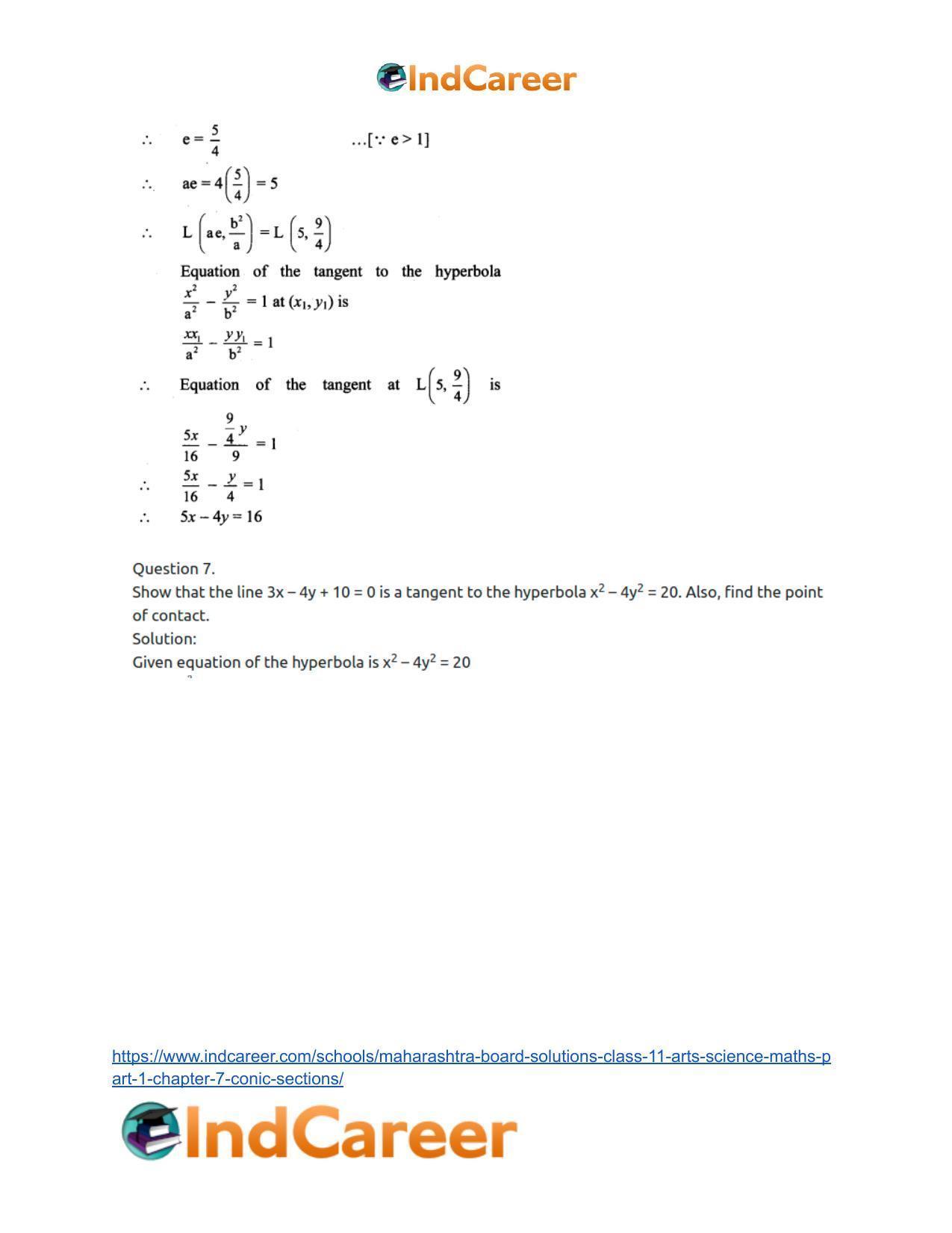 Maharashtra Board Solutions Class 11-Arts & Science Maths (Part 1): Chapter 7- Conic Sections - Page 98