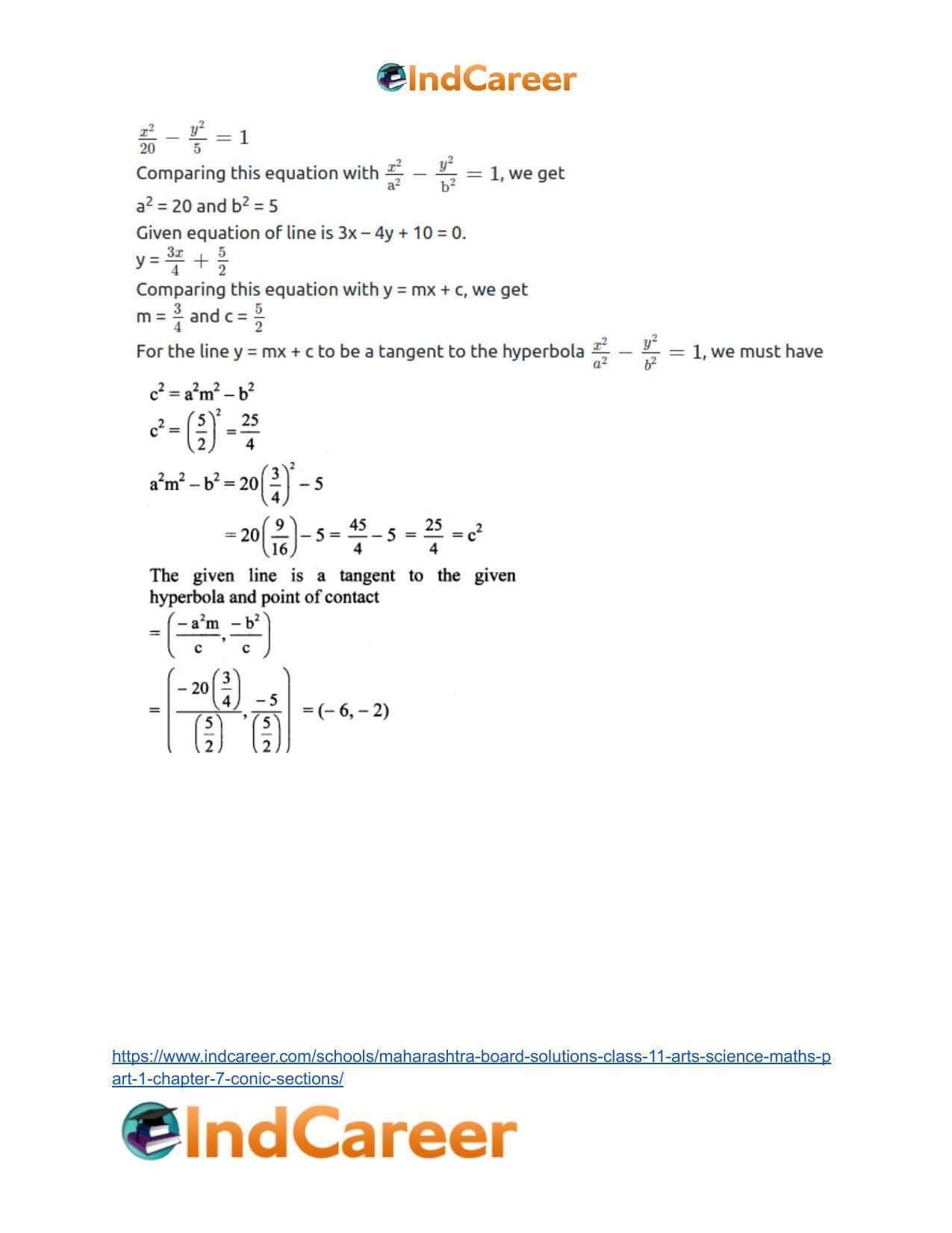 Maharashtra Board Solutions Class 11-Arts & Science Maths (Part 1): Chapter 7- Conic Sections - Page 99