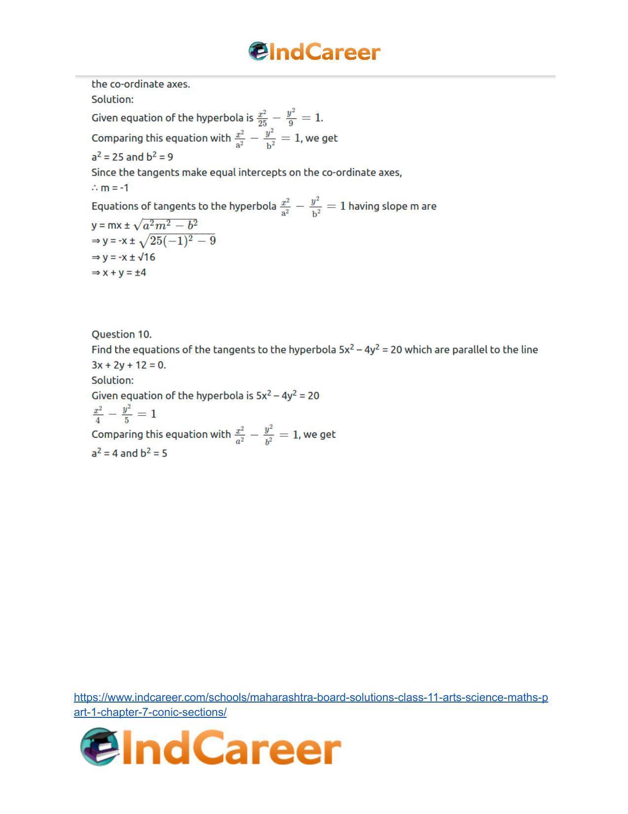 Maharashtra Board Solutions Class 11-Arts & Science Maths (Part 1): Chapter 7- Conic Sections - Page 102