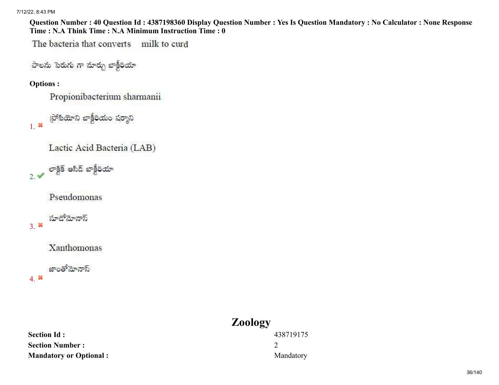 AP EAPCET 2022 - July 12, 2022 Shift 2 - Agricultureand Pharmacy Question Paper With Preliminary Keys - Page 36