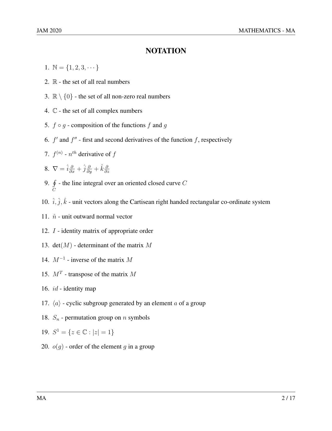 JAM 2020: MA Question Paper - Page 2
